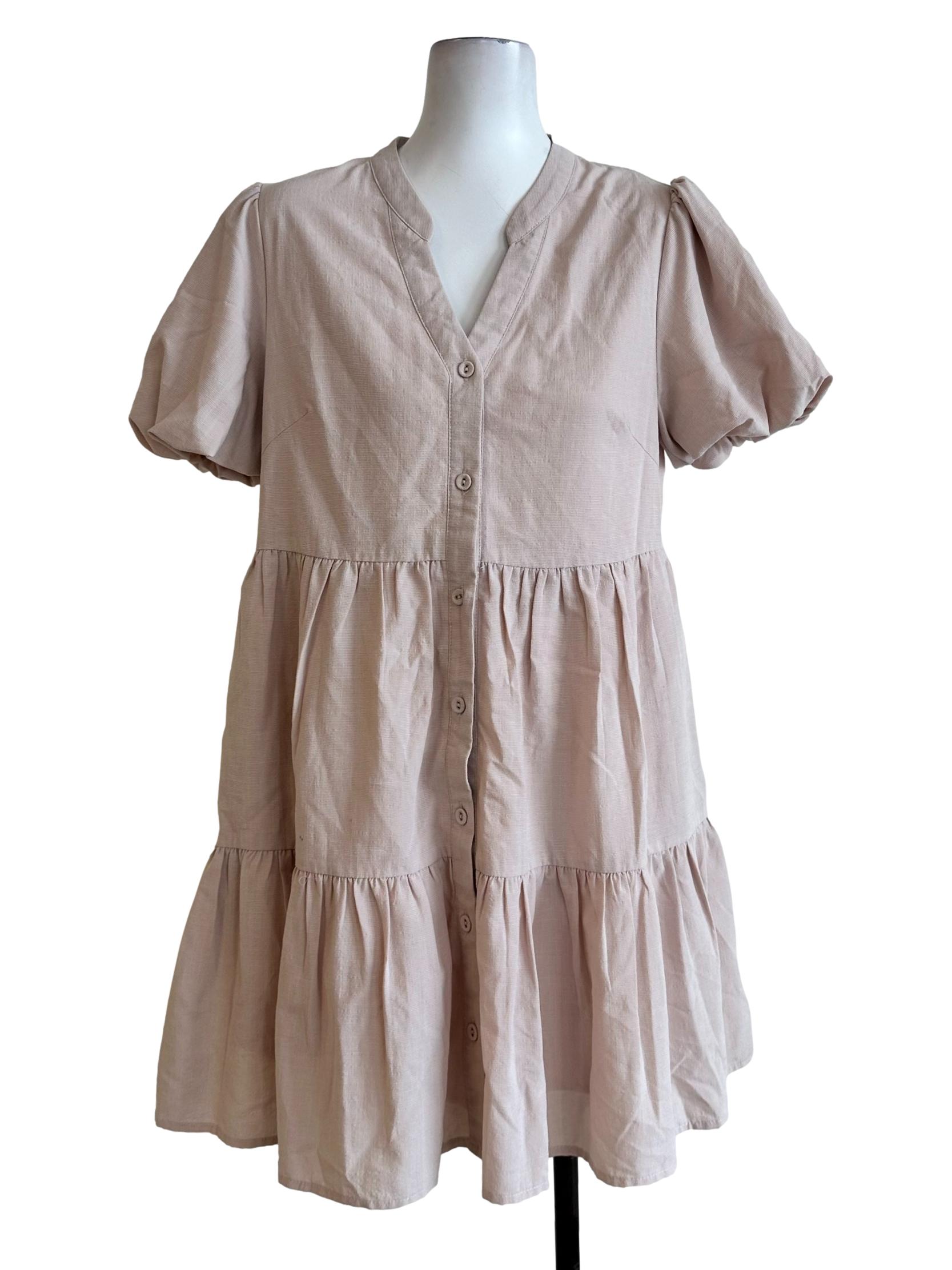 Light Blush Pink V Neckline Dress