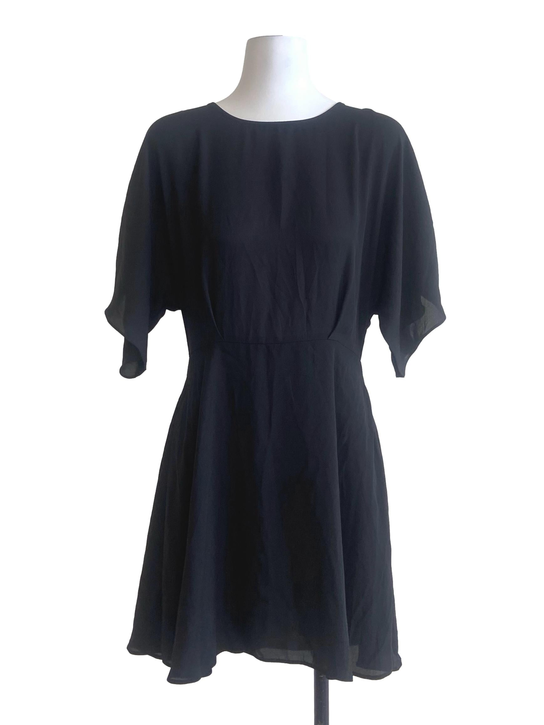 Black Batwing Sleeve Mini Dress