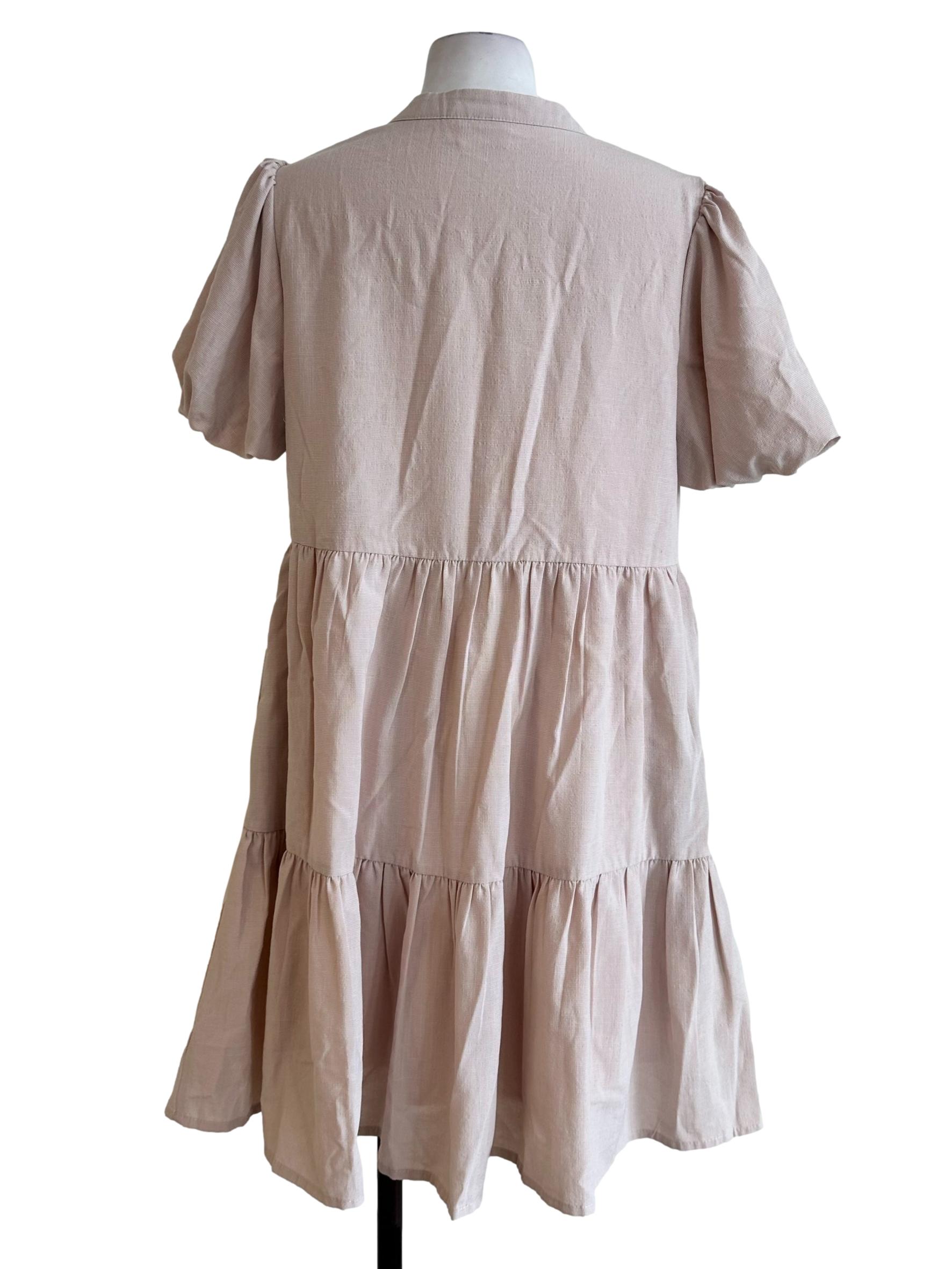 Light Blush Pink V Neckline Dress