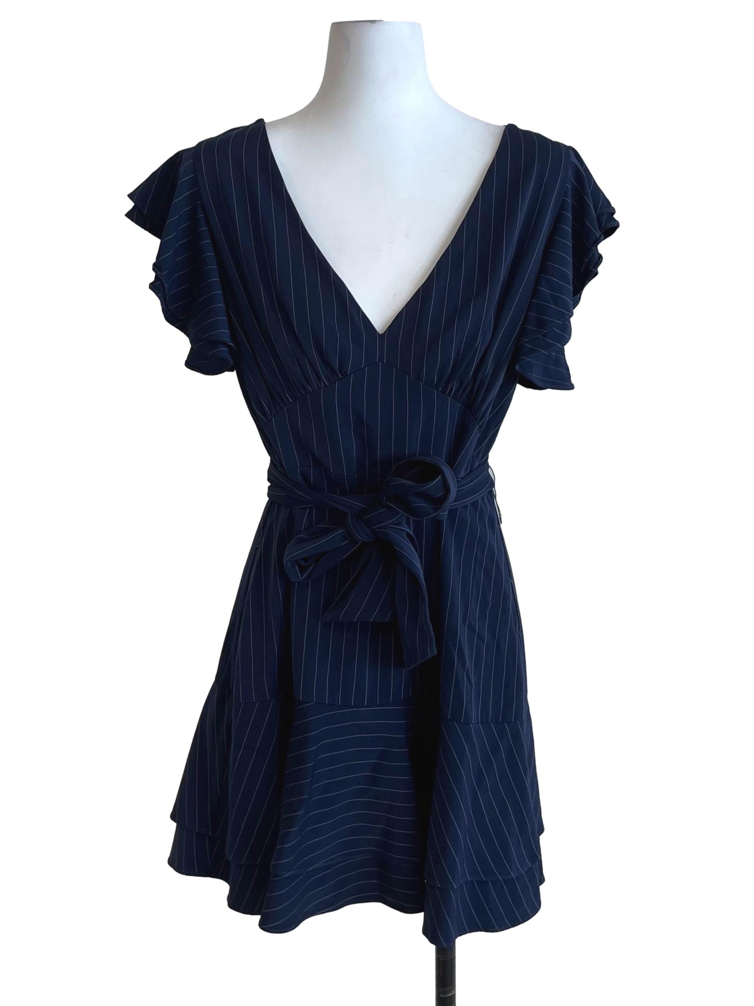 Navy Blue Candy Stripe Empire Dress