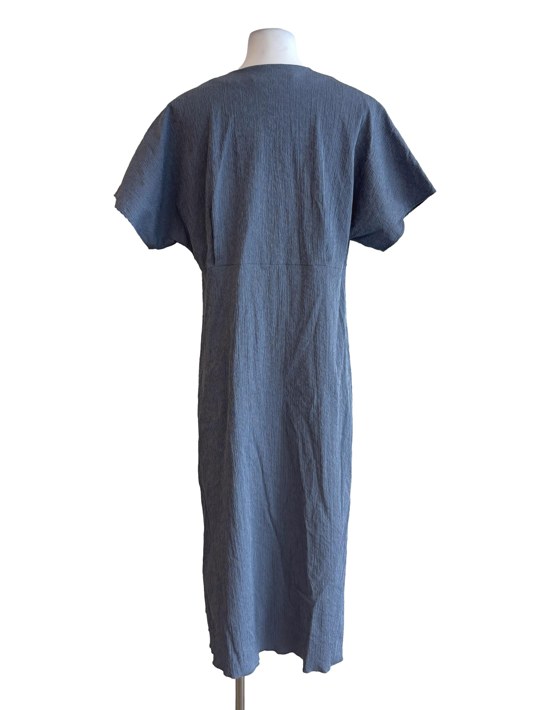Aegean Blue Textured Button Dress