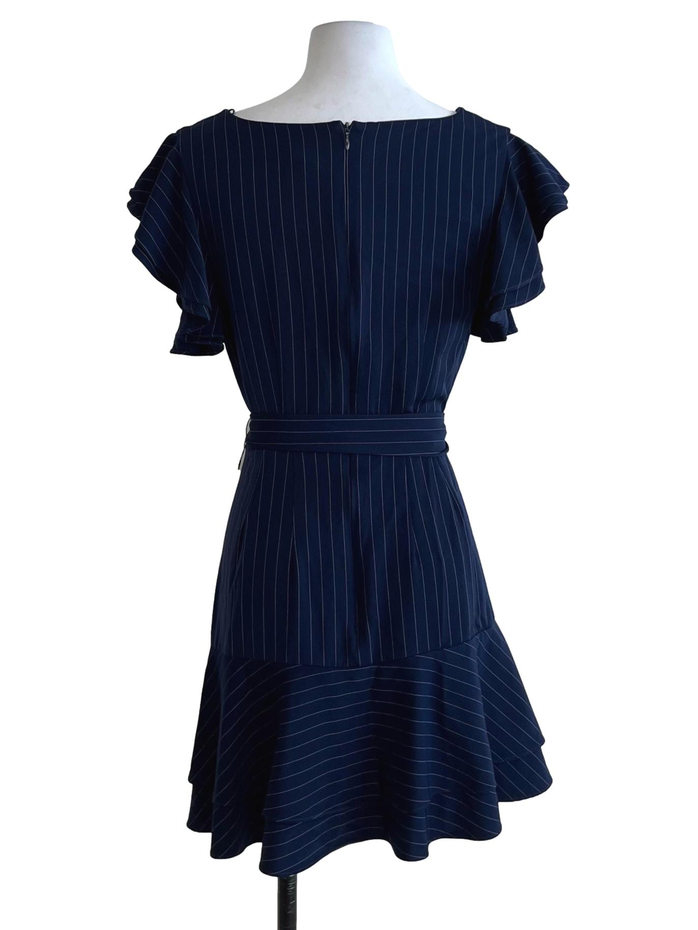 Navy Blue Candy Stripe Empire Dress