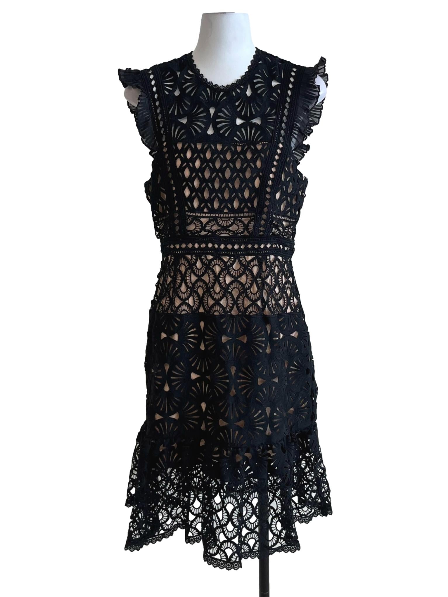 Black Jewel Neckline Empire Dress