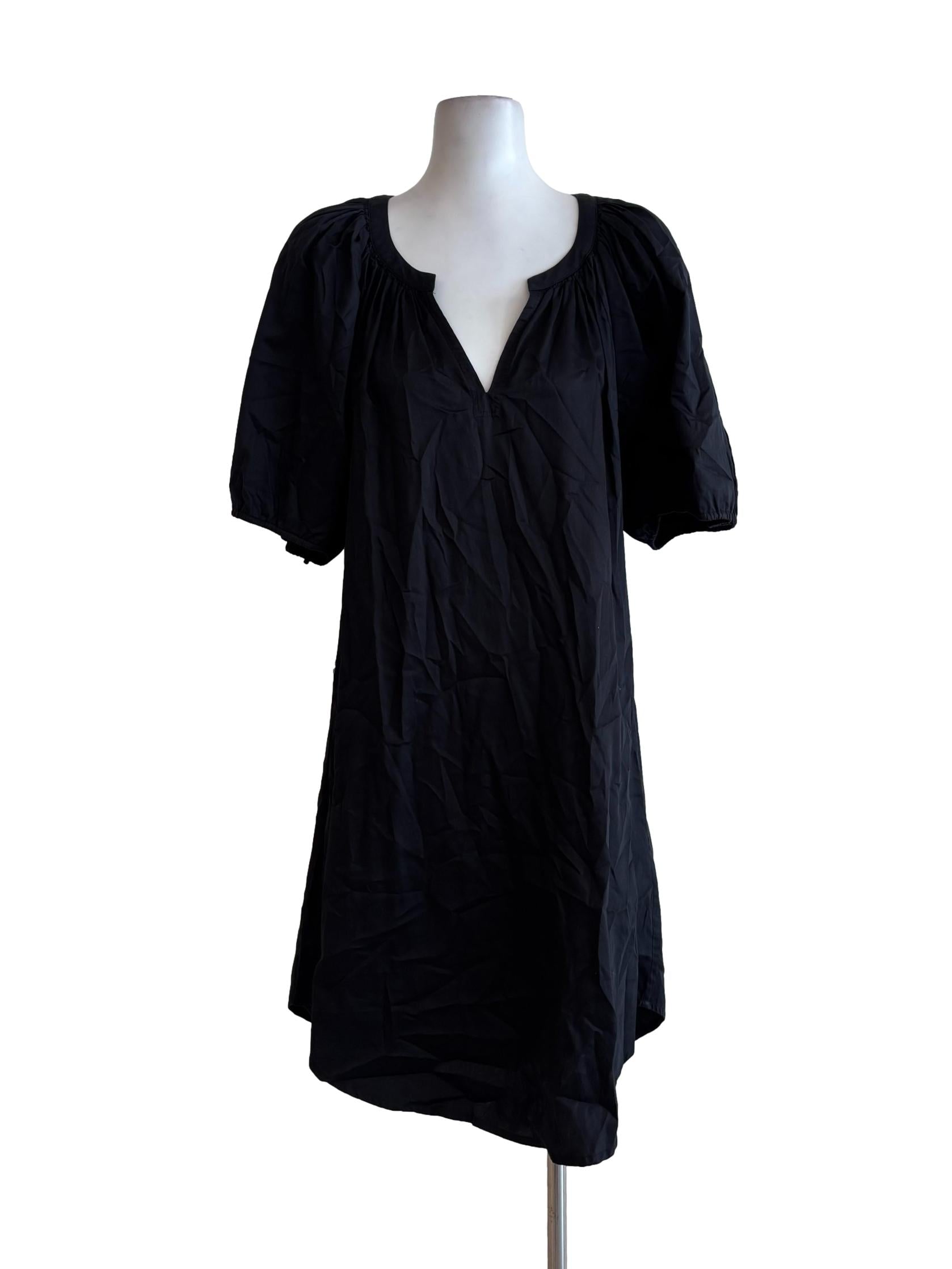Soft Black Cotton Straight Dress