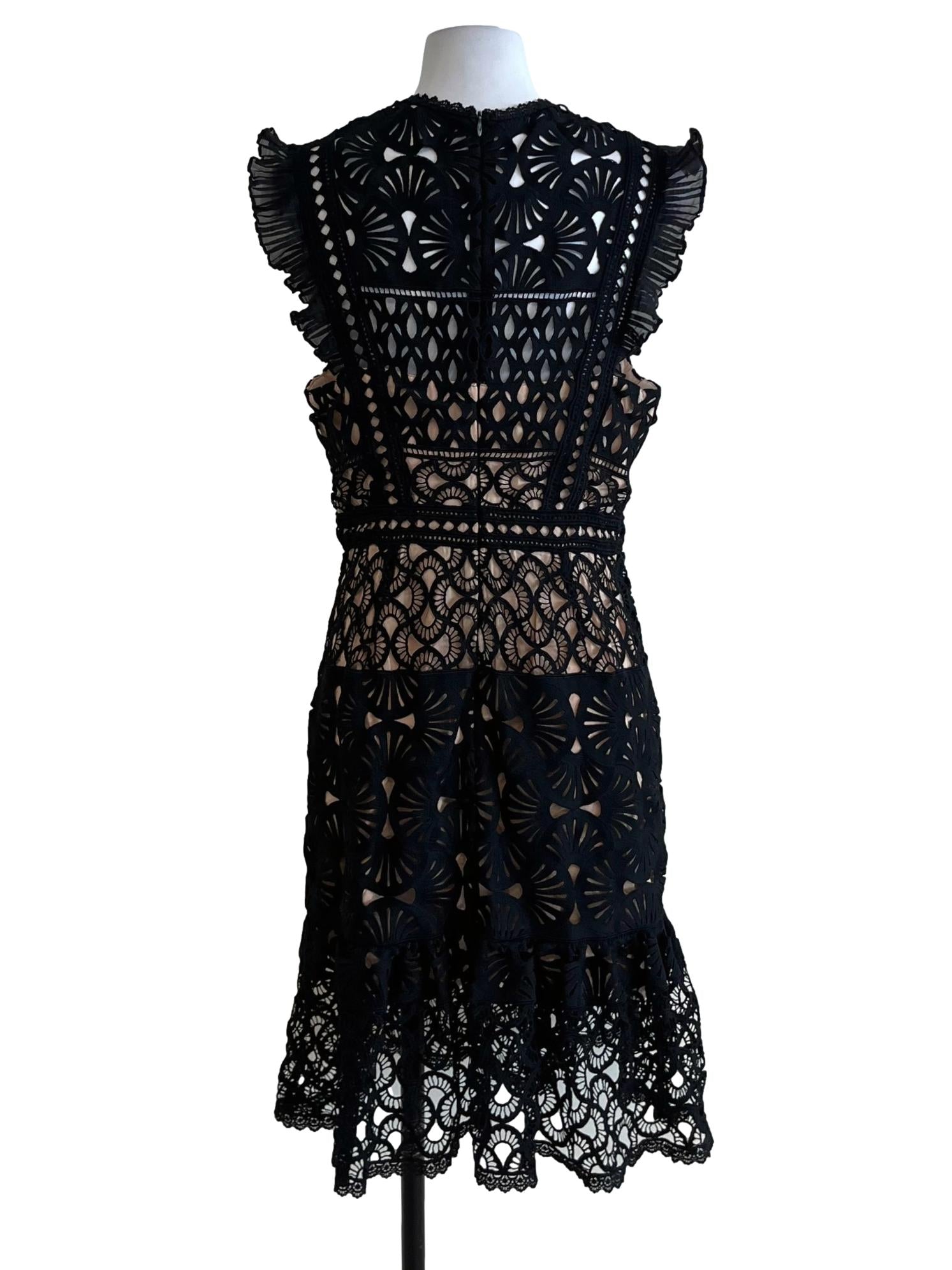 Black Jewel Neckline Empire Dress