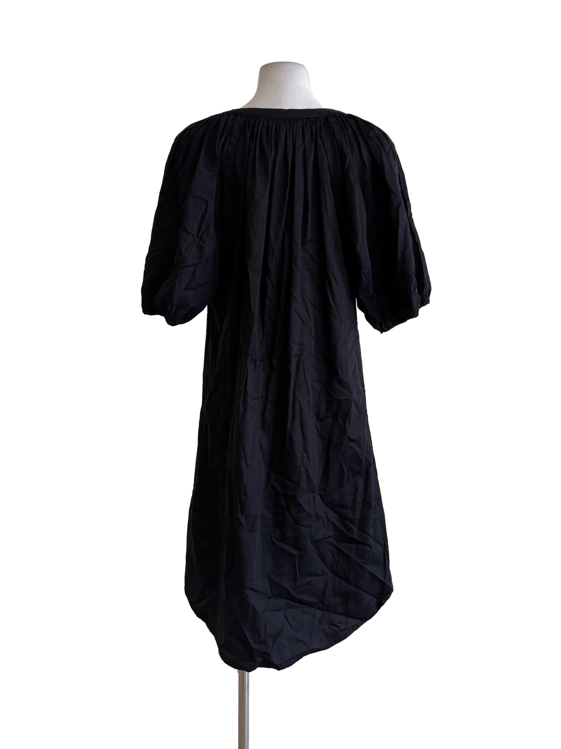 Soft Black Cotton Straight Dress