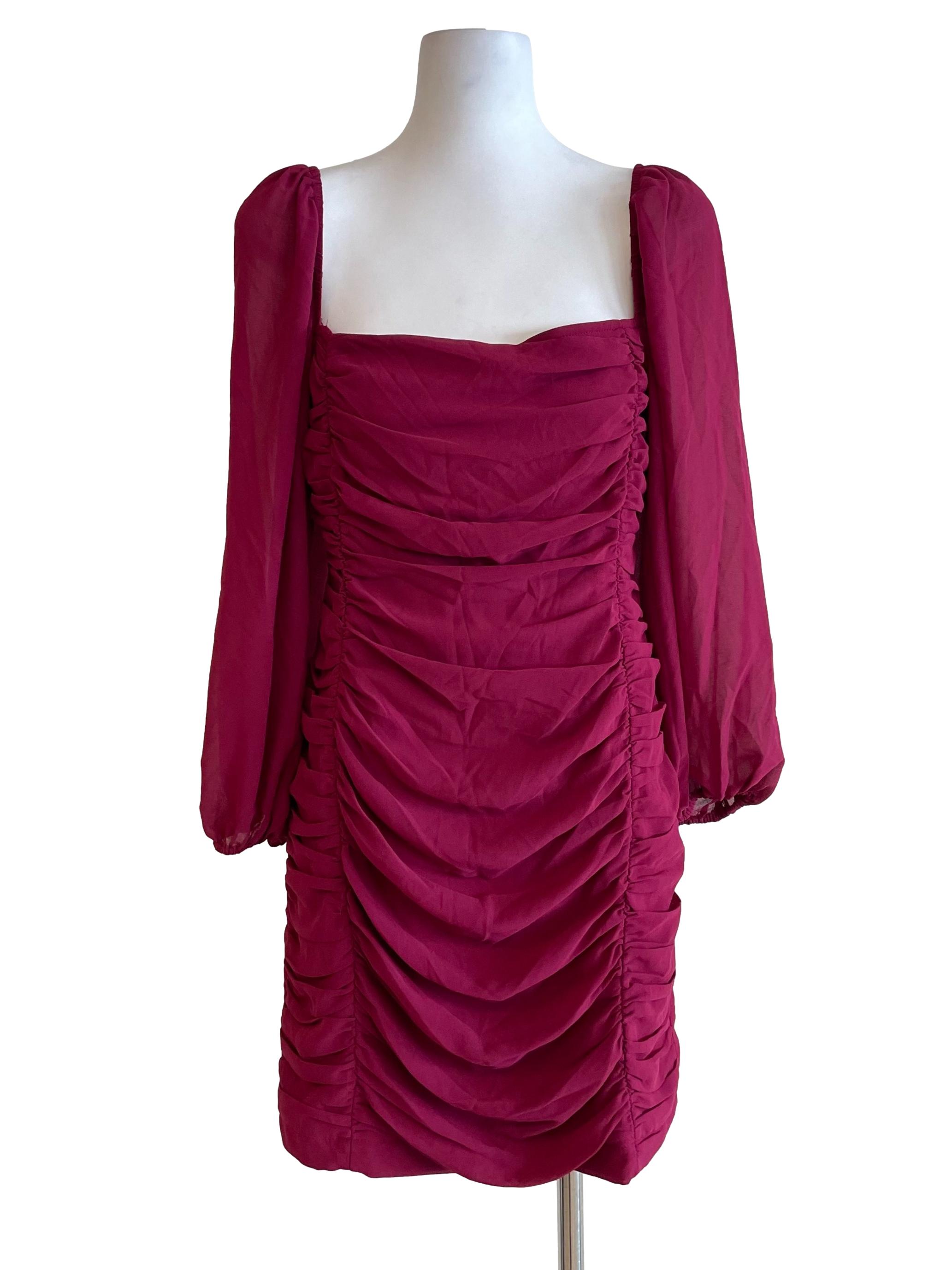 Jam Puff Sleeves Draped Dress