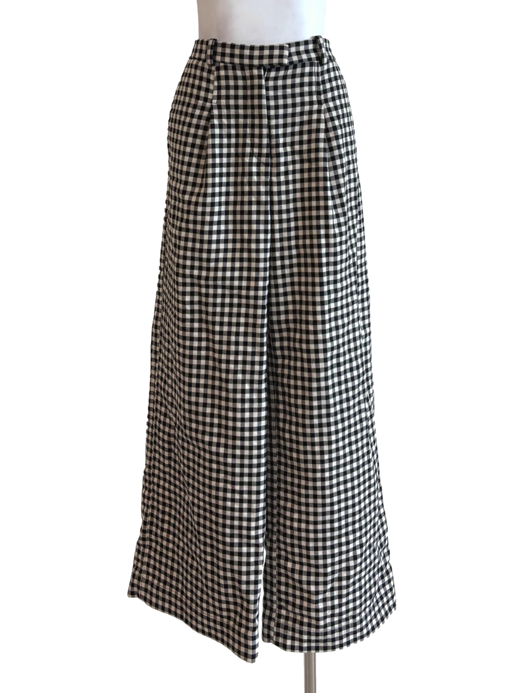Black And White Gingham Wide Pants