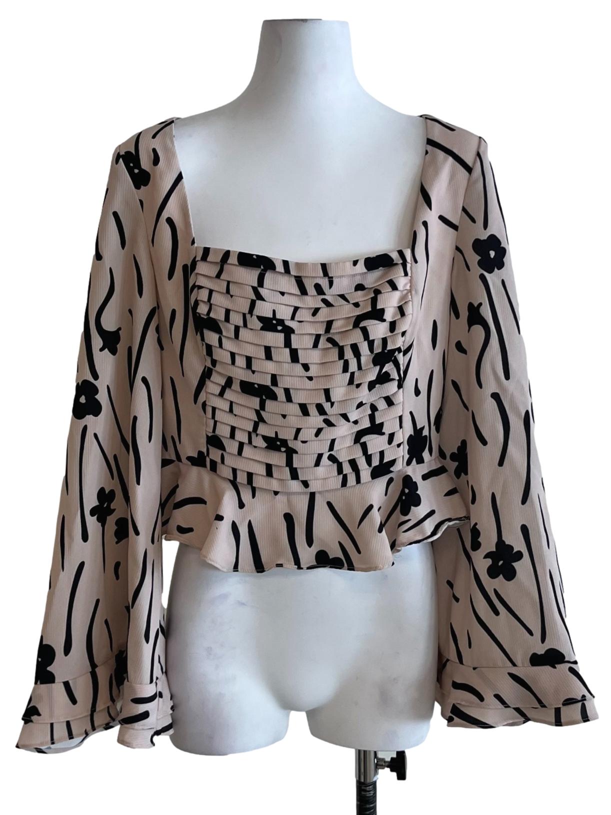 Salmon Pink Square Neckline Blouse
