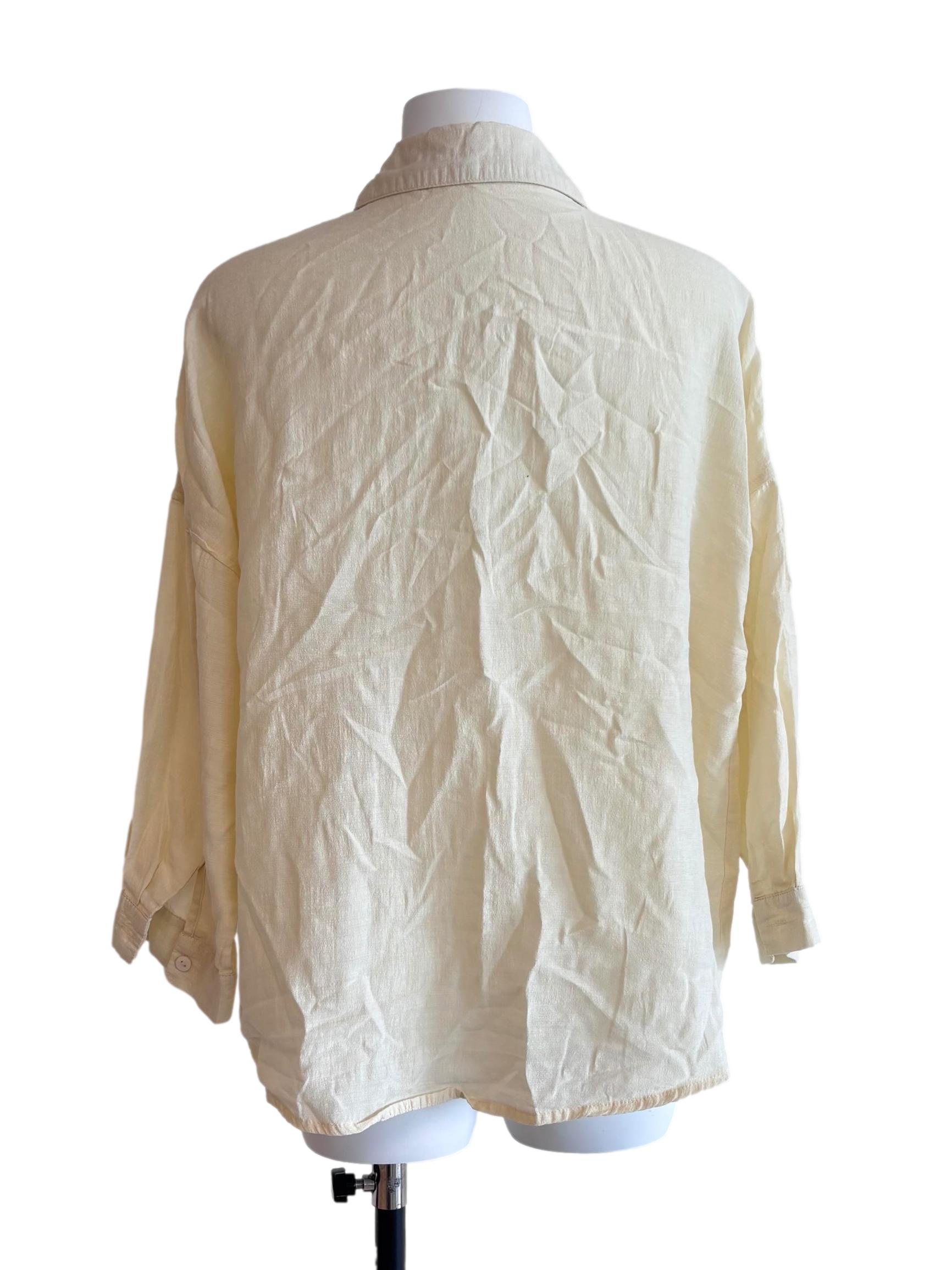 Light Yellow Linen Oversize Shirt