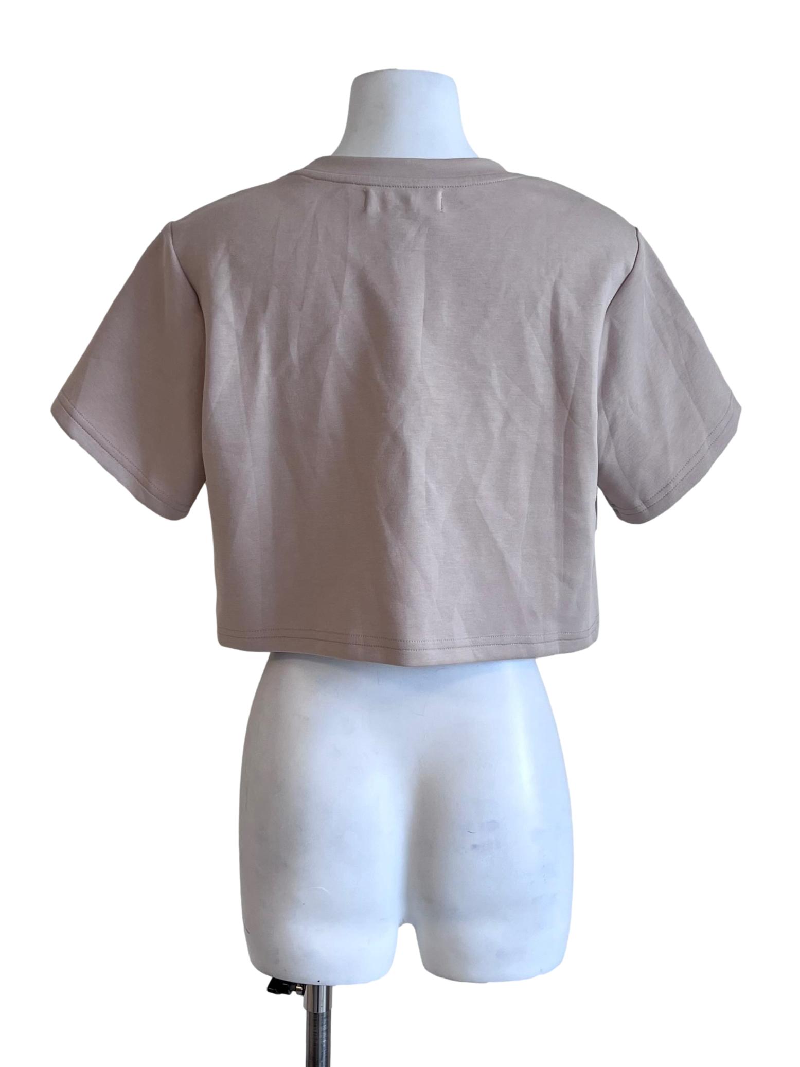 Light Beige Round Neck Crop Top