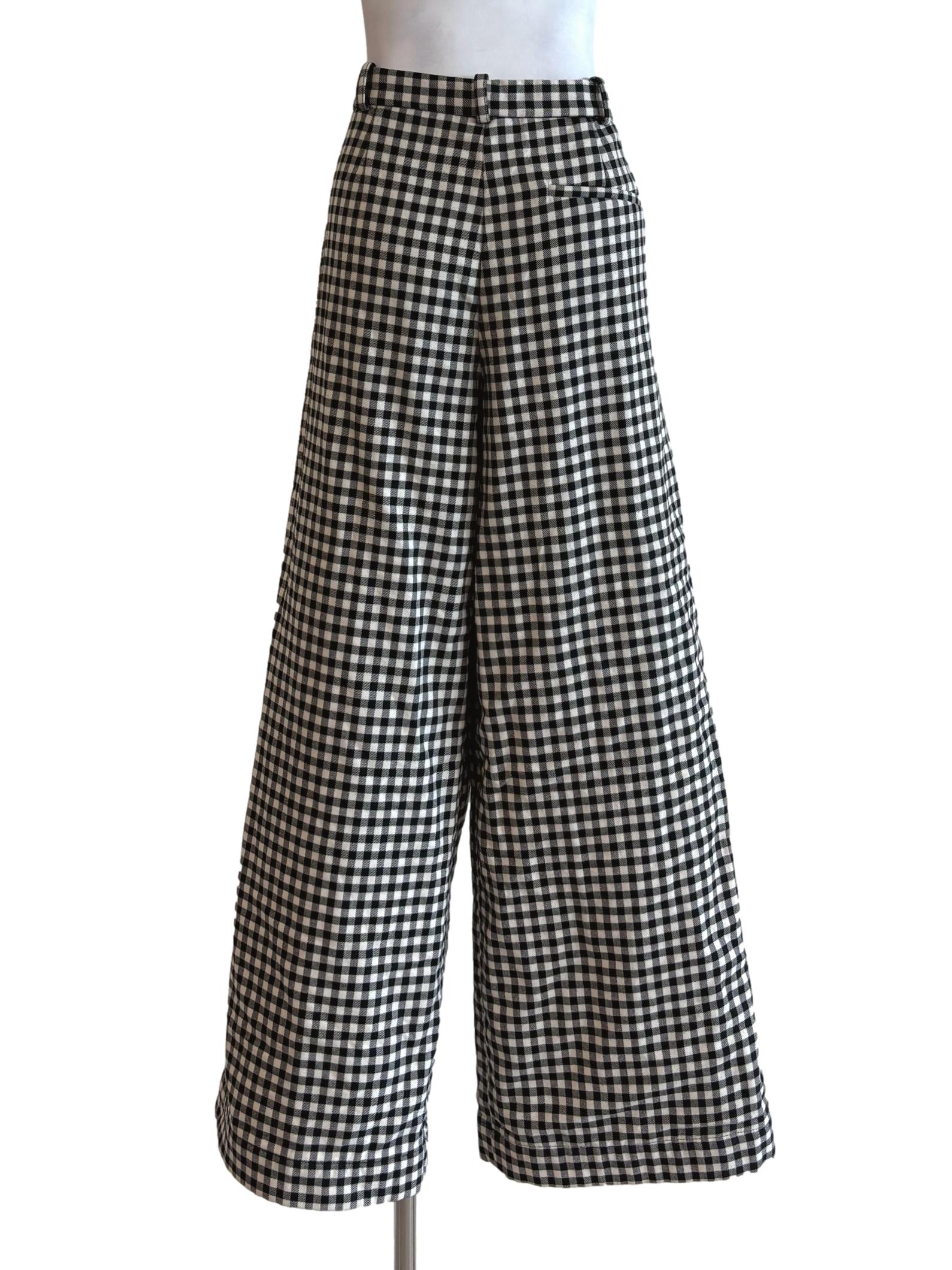 Black And White Gingham Wide Pants