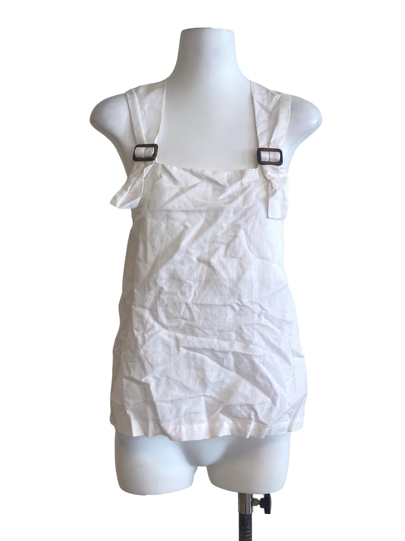 White Sleeveless Twill Top