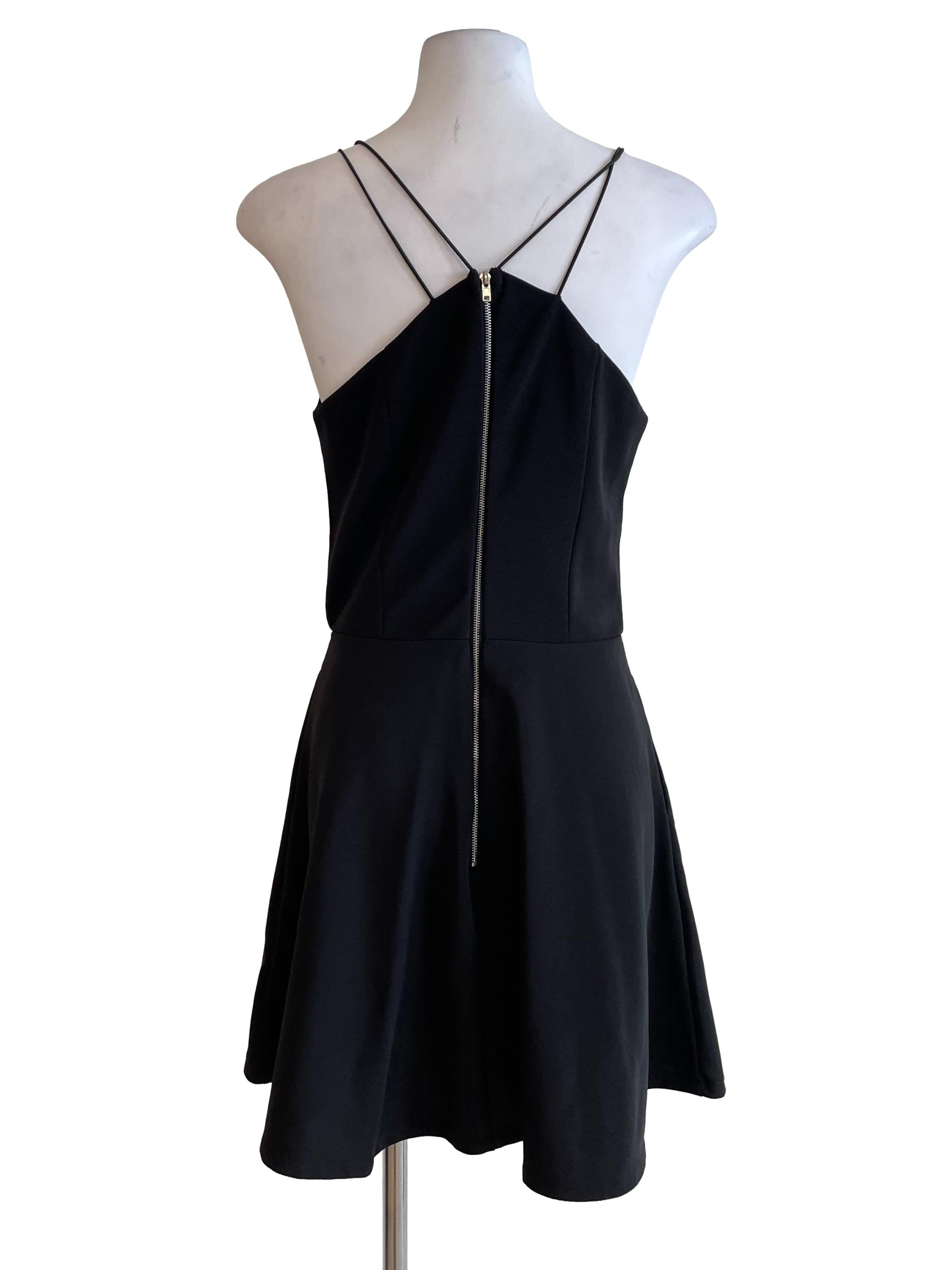 Black Pegged Double Straps Dress
