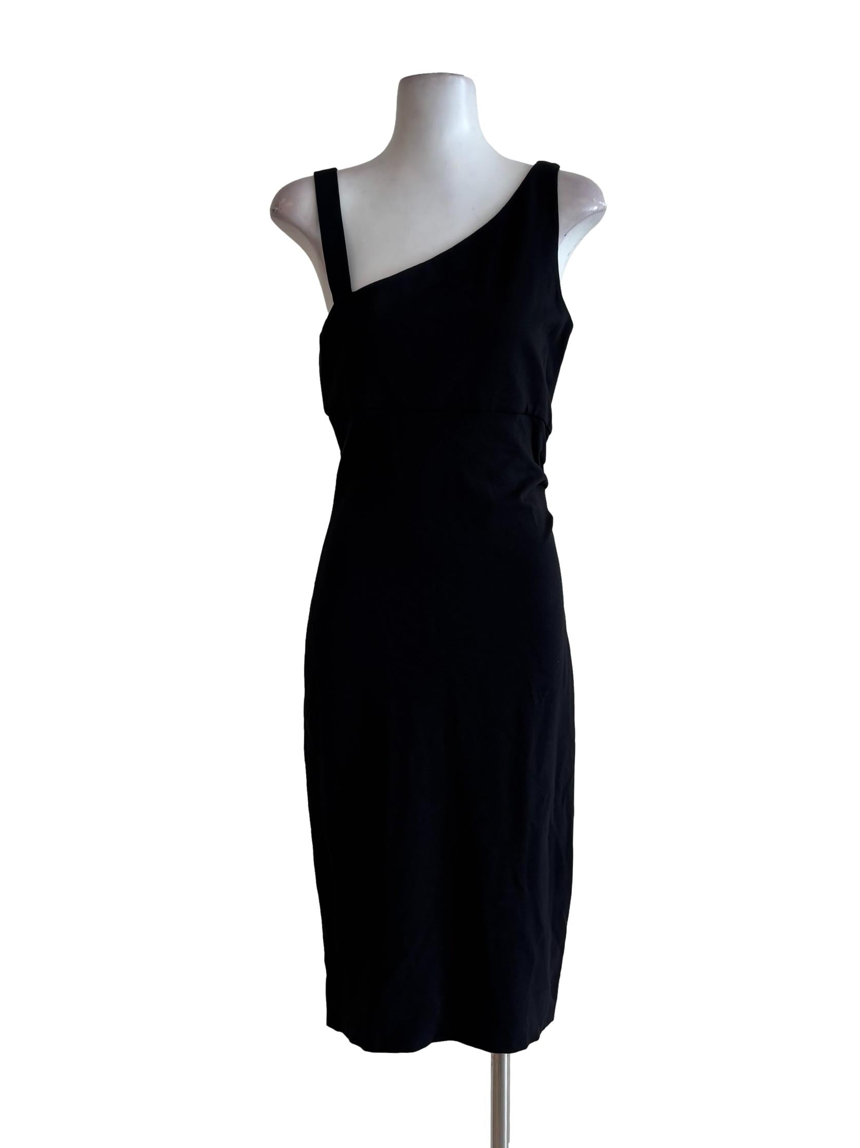 Jet Black Asymmetrical Pencil Dress