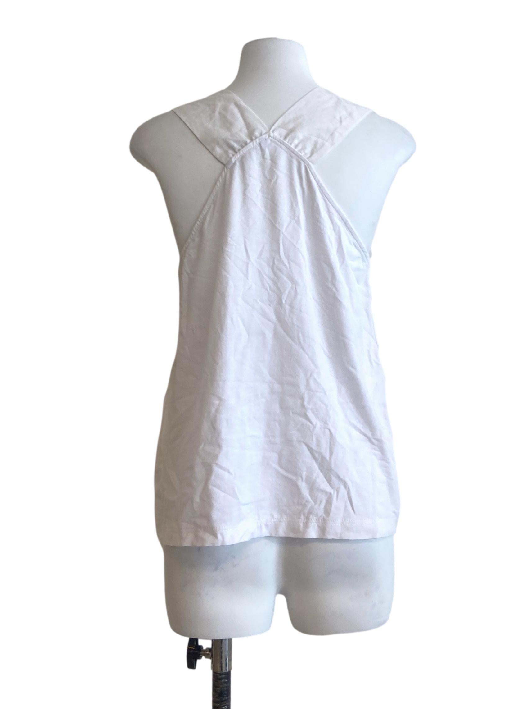 White Sleeveless Twill Top