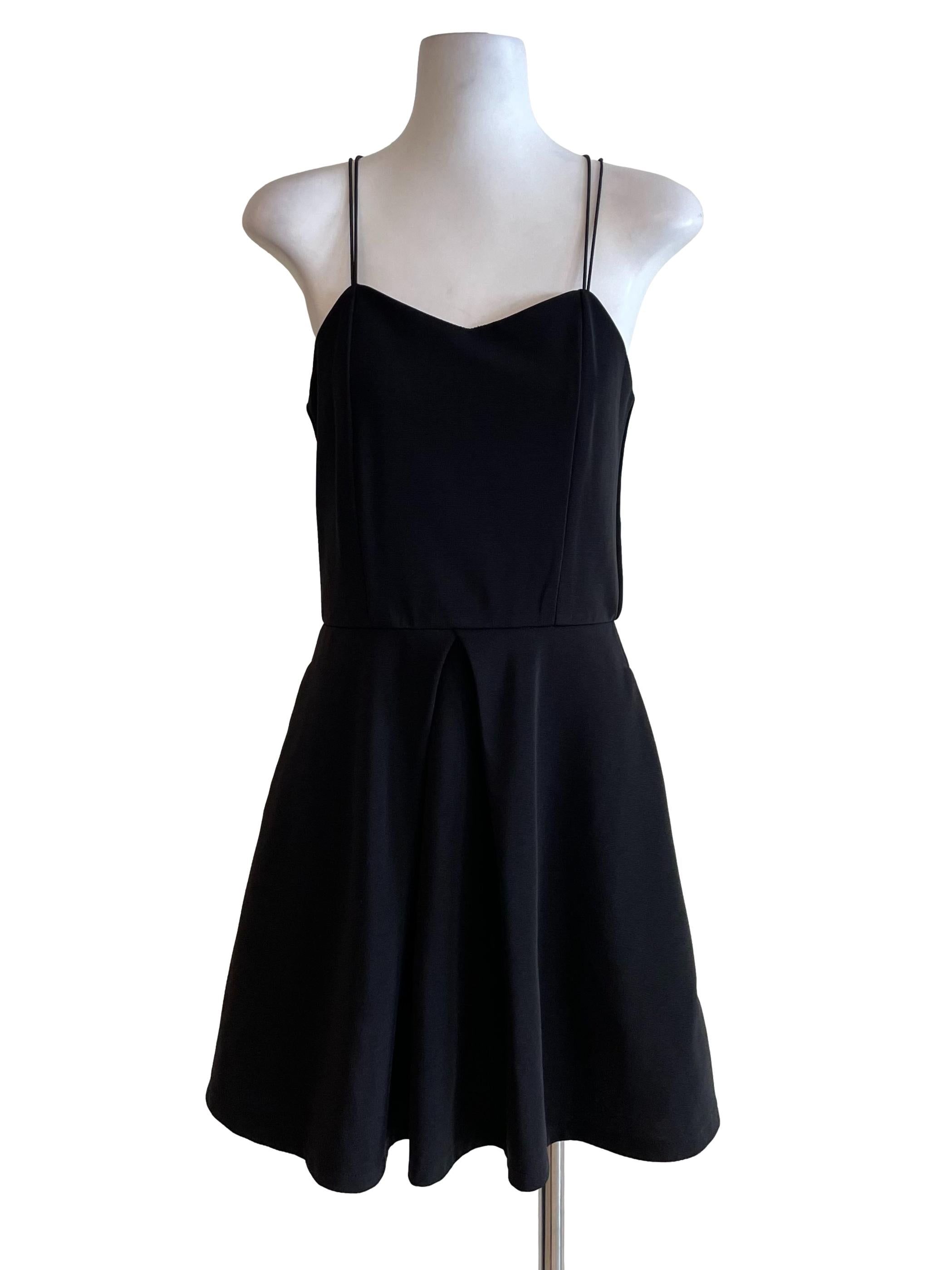Black Pegged Double Straps Dress