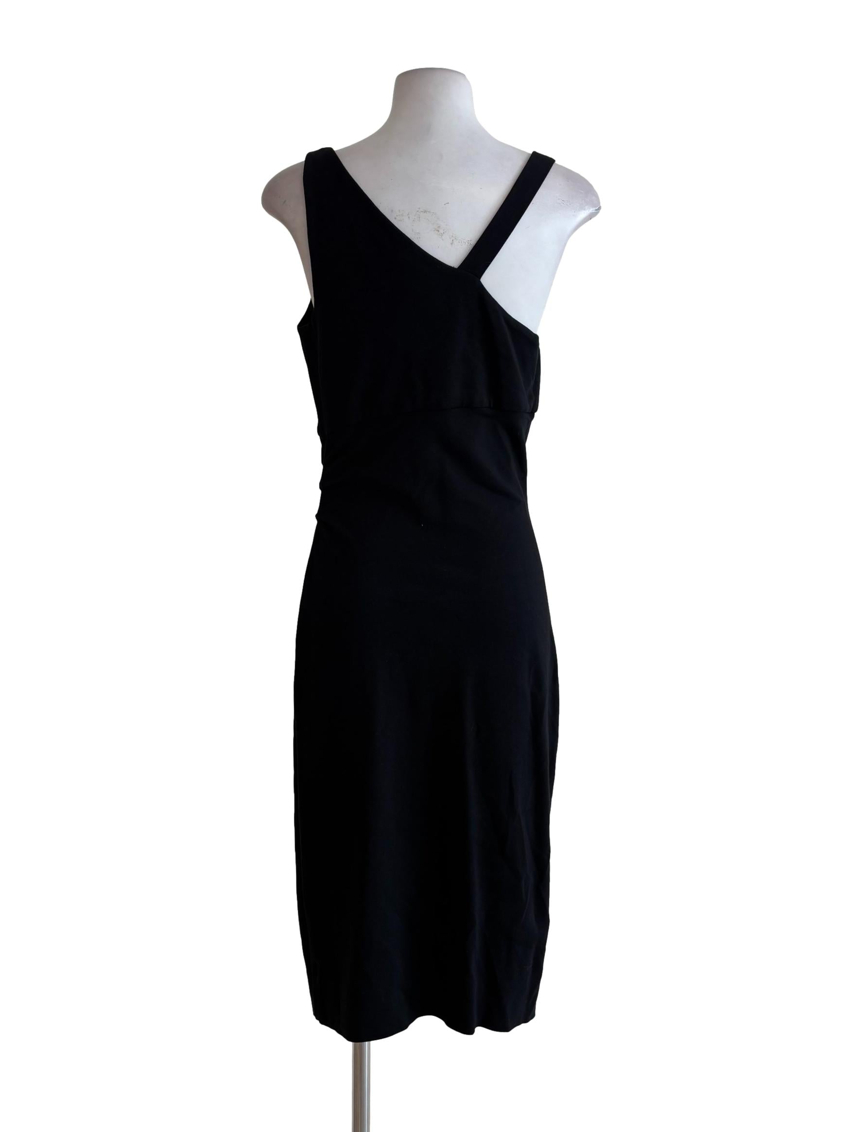 Jet Black Asymmetrical Pencil Dress
