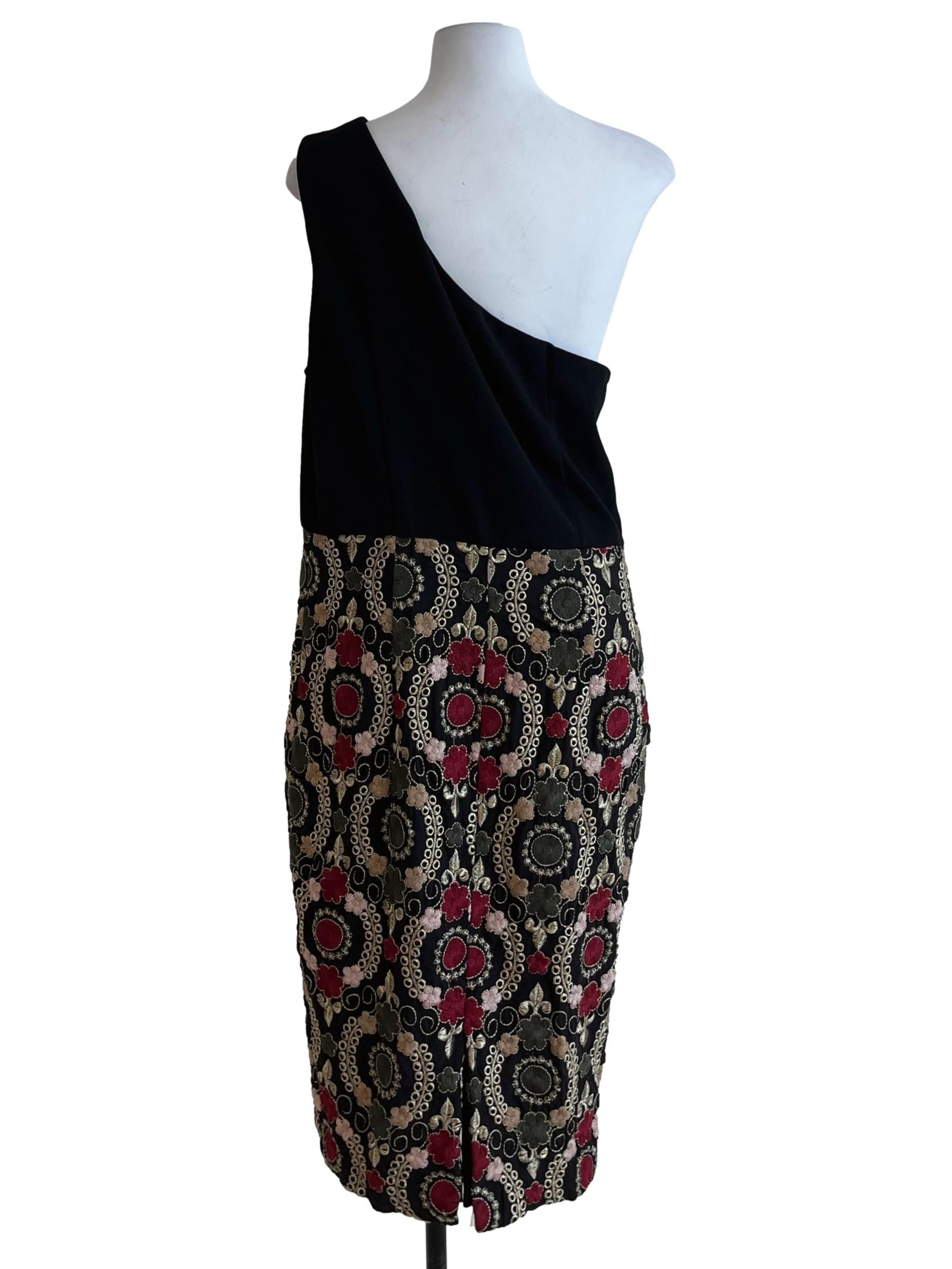 Black Asymmetrical Neckline A-Line Dress