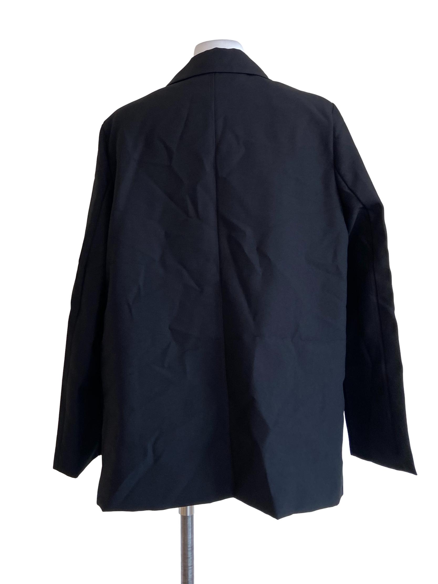 Black Herringbone Double Breasted Blazer