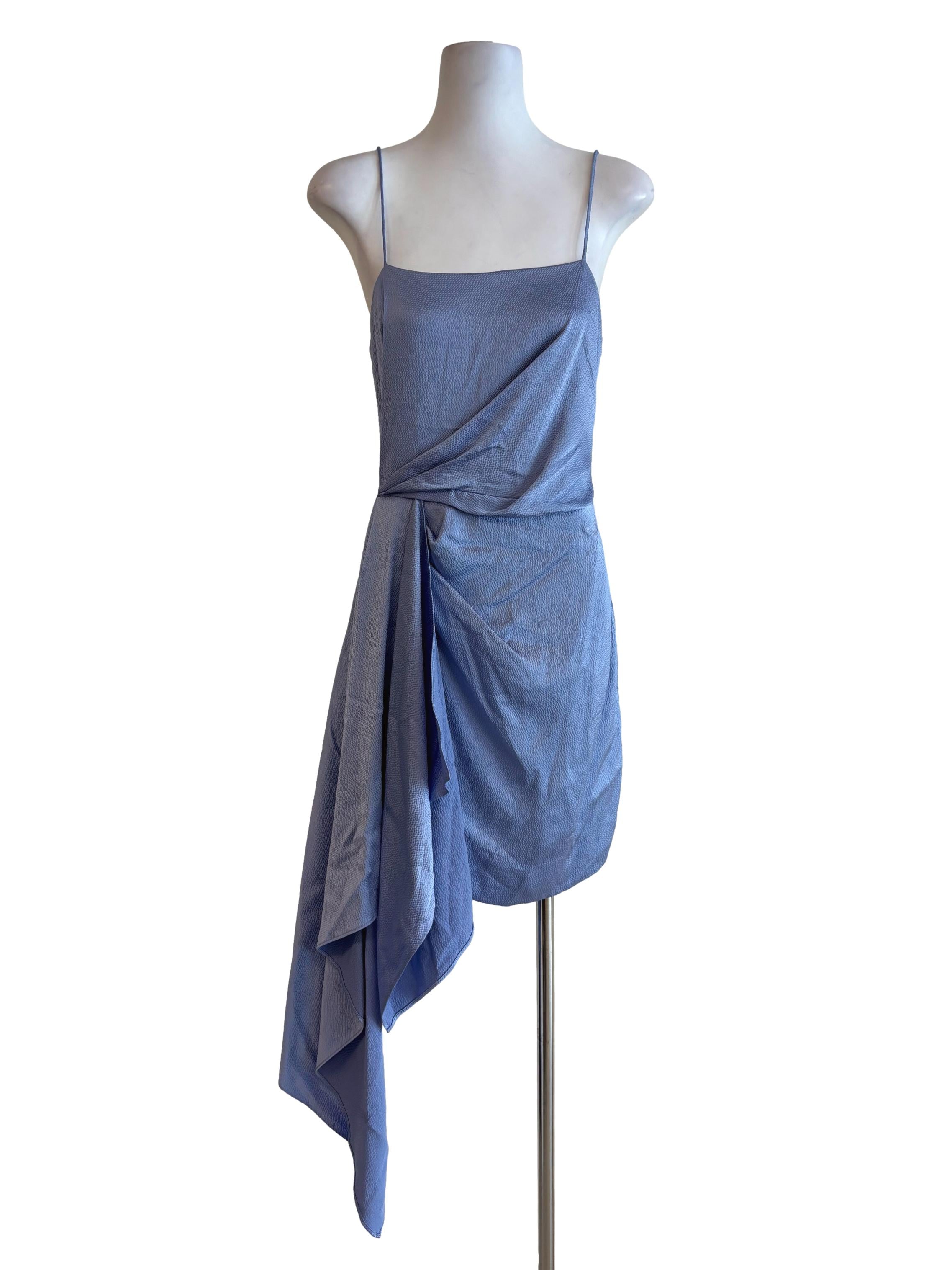 Carolina Blue Spaghetti Strap Drape Dress