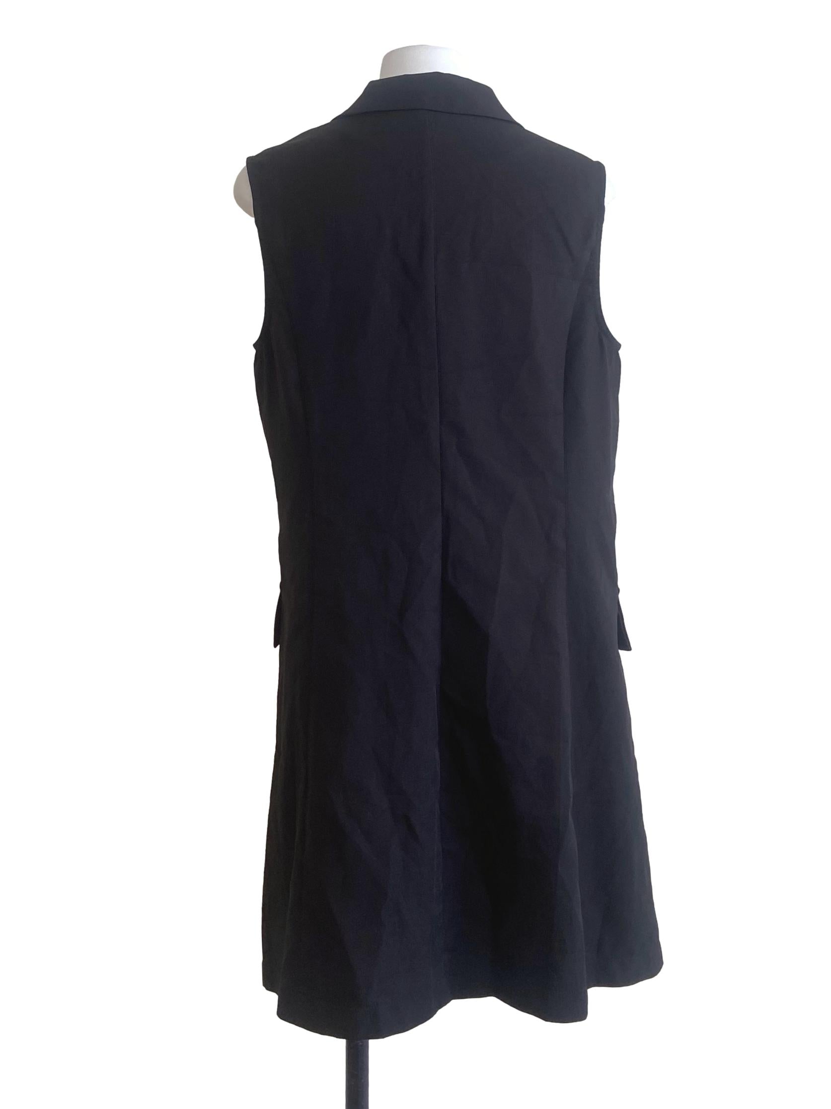 Black Twill Button Down Shift Dress