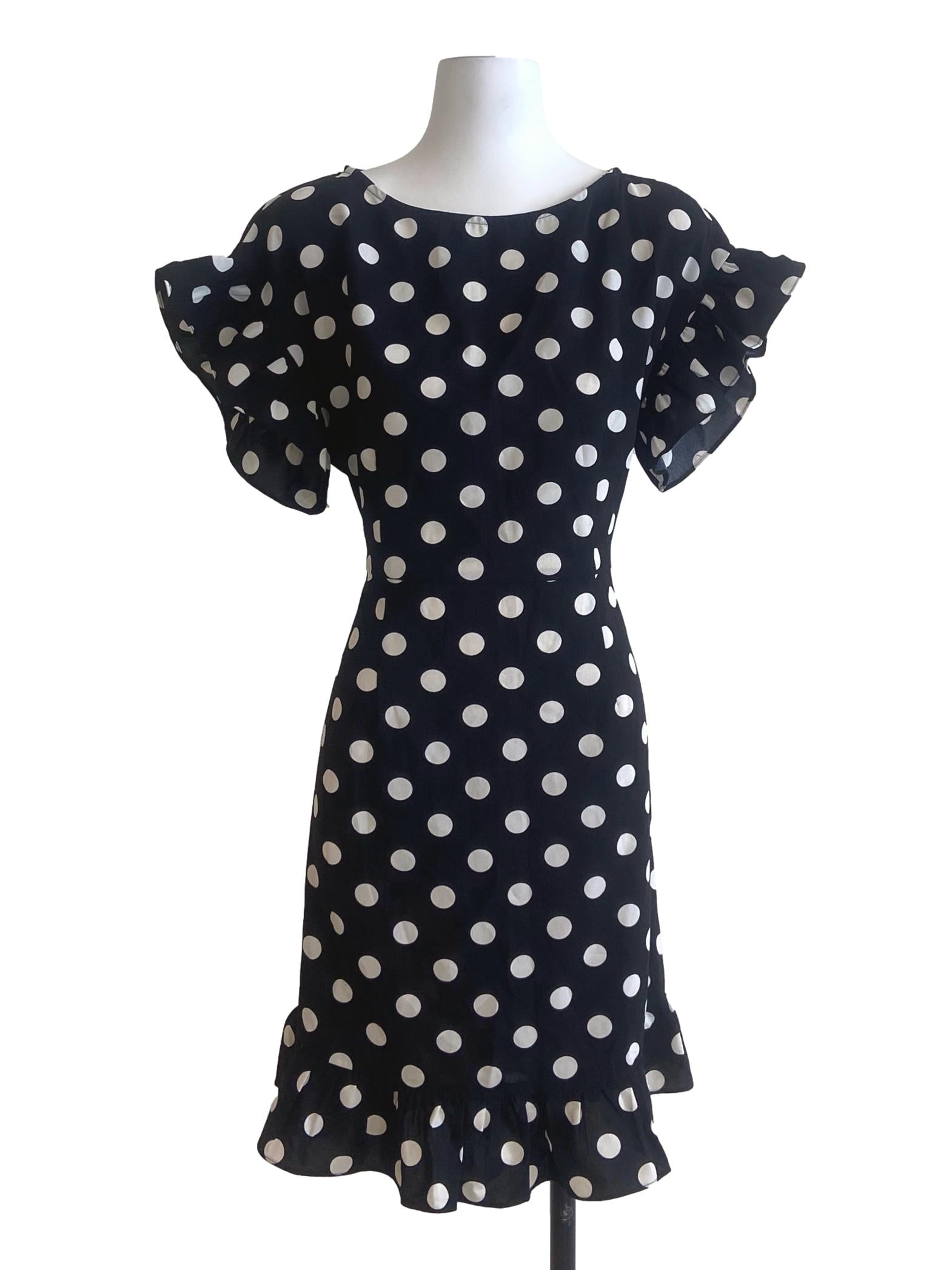 Black & White Polka Dot Drop Waist Dress