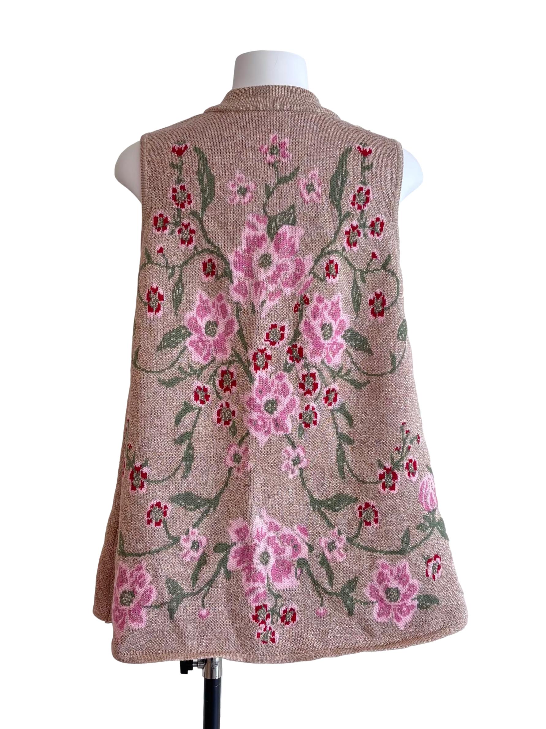 Beige Floral Mù Lán Shu Top