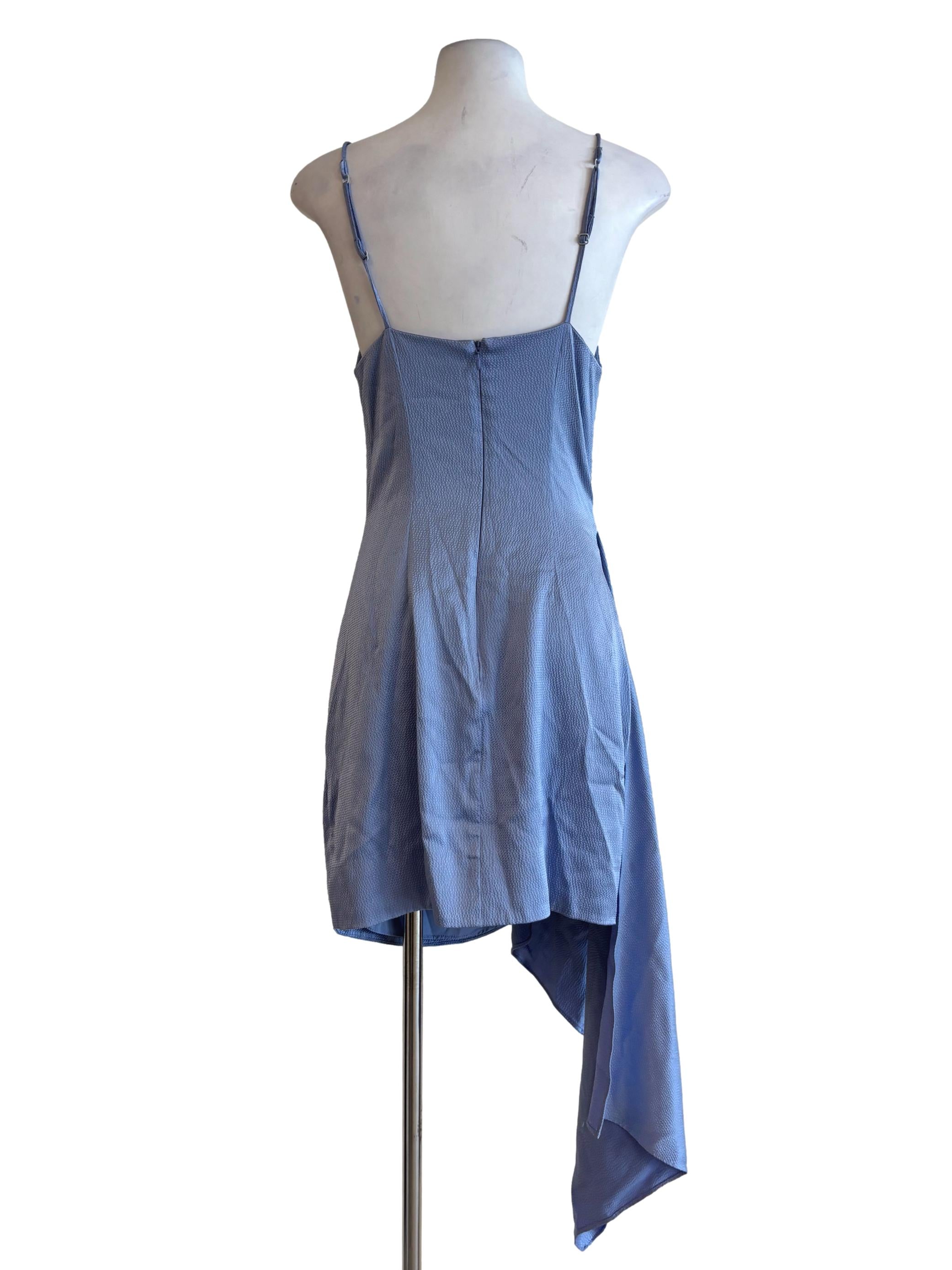 Carolina Blue Spaghetti Strap Drape Dress