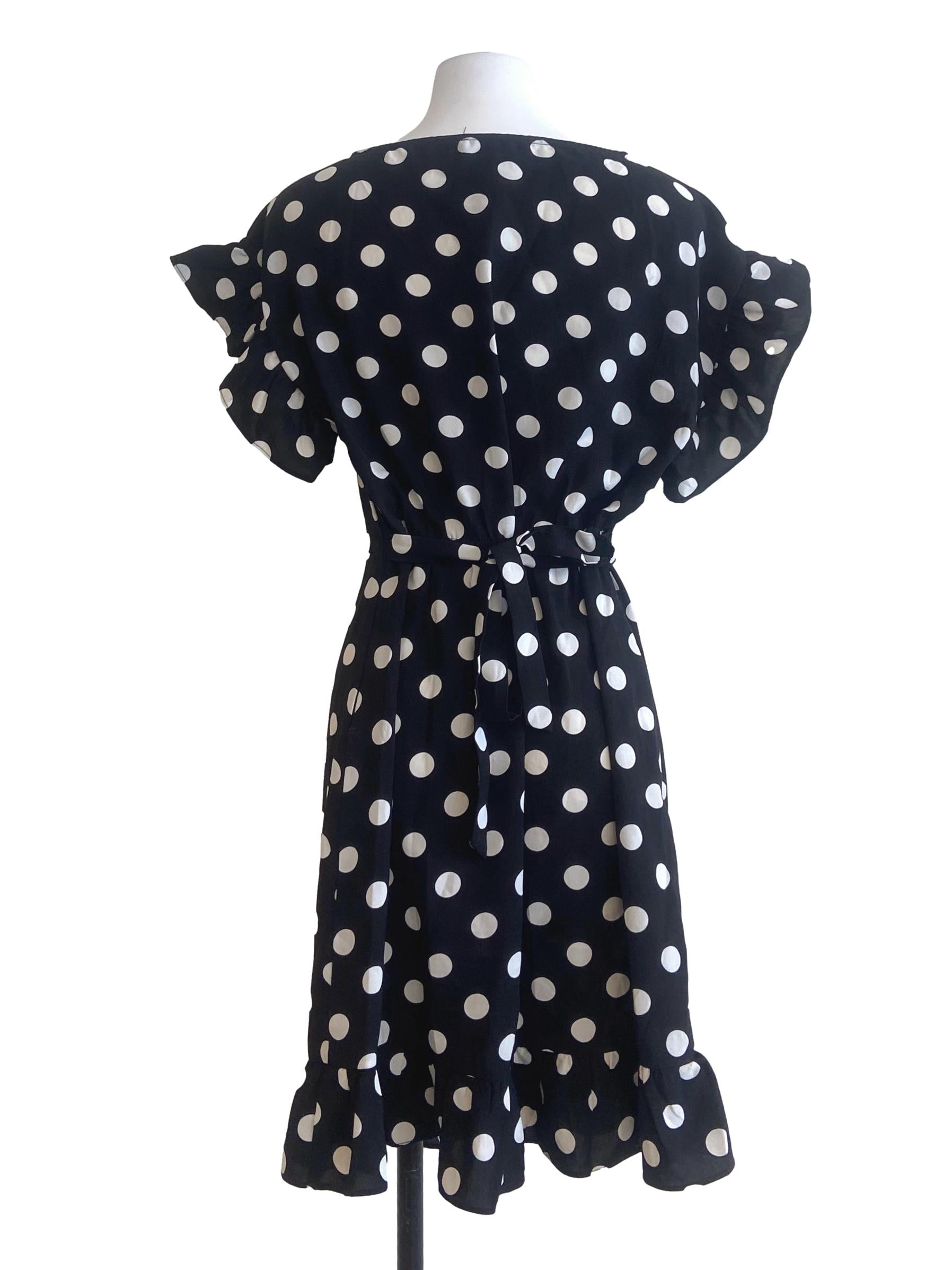 Black & White Polka Dot Drop Waist Dress