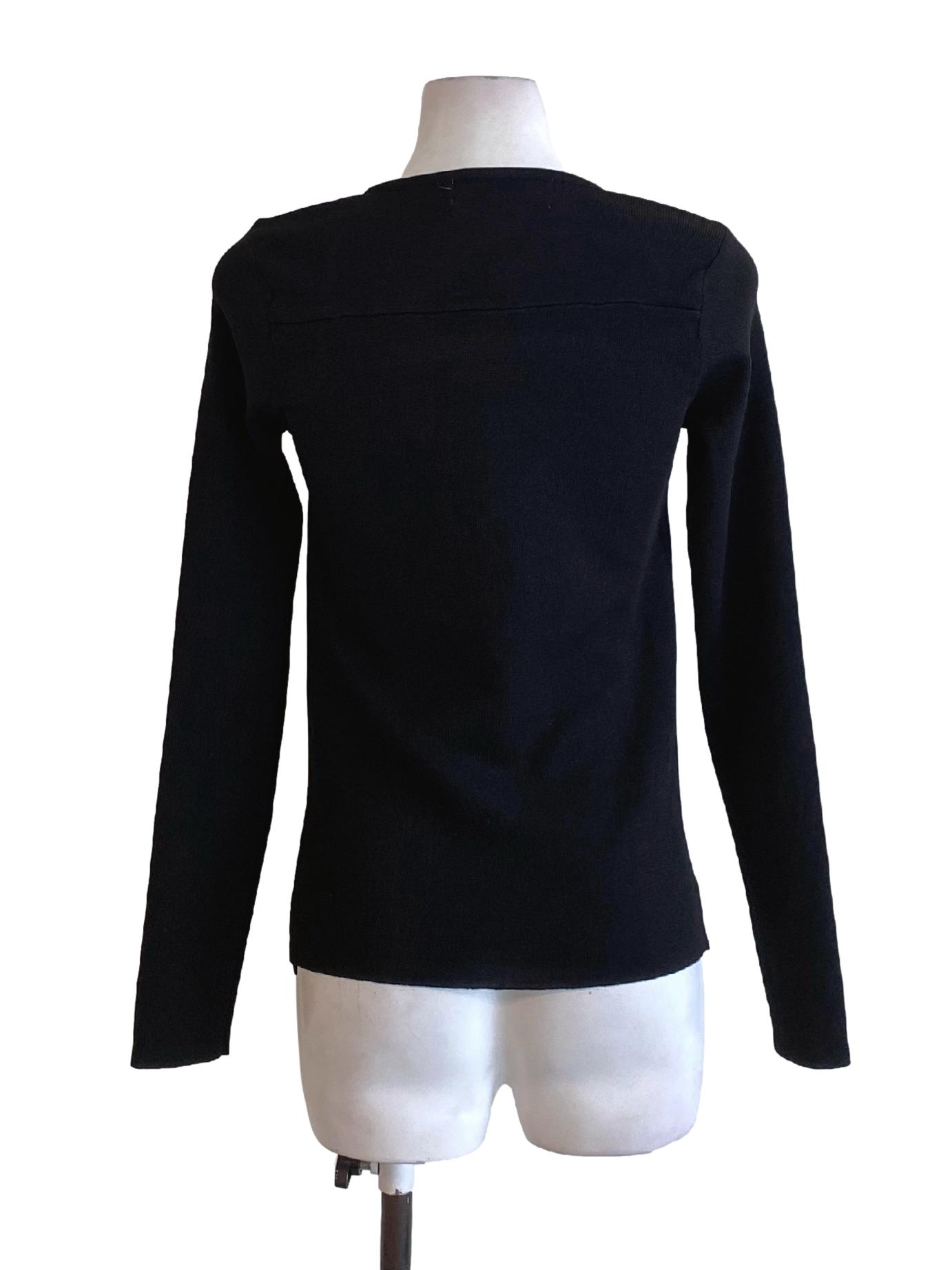 Jade Black Square Neck Long Sleeve Knitted Top