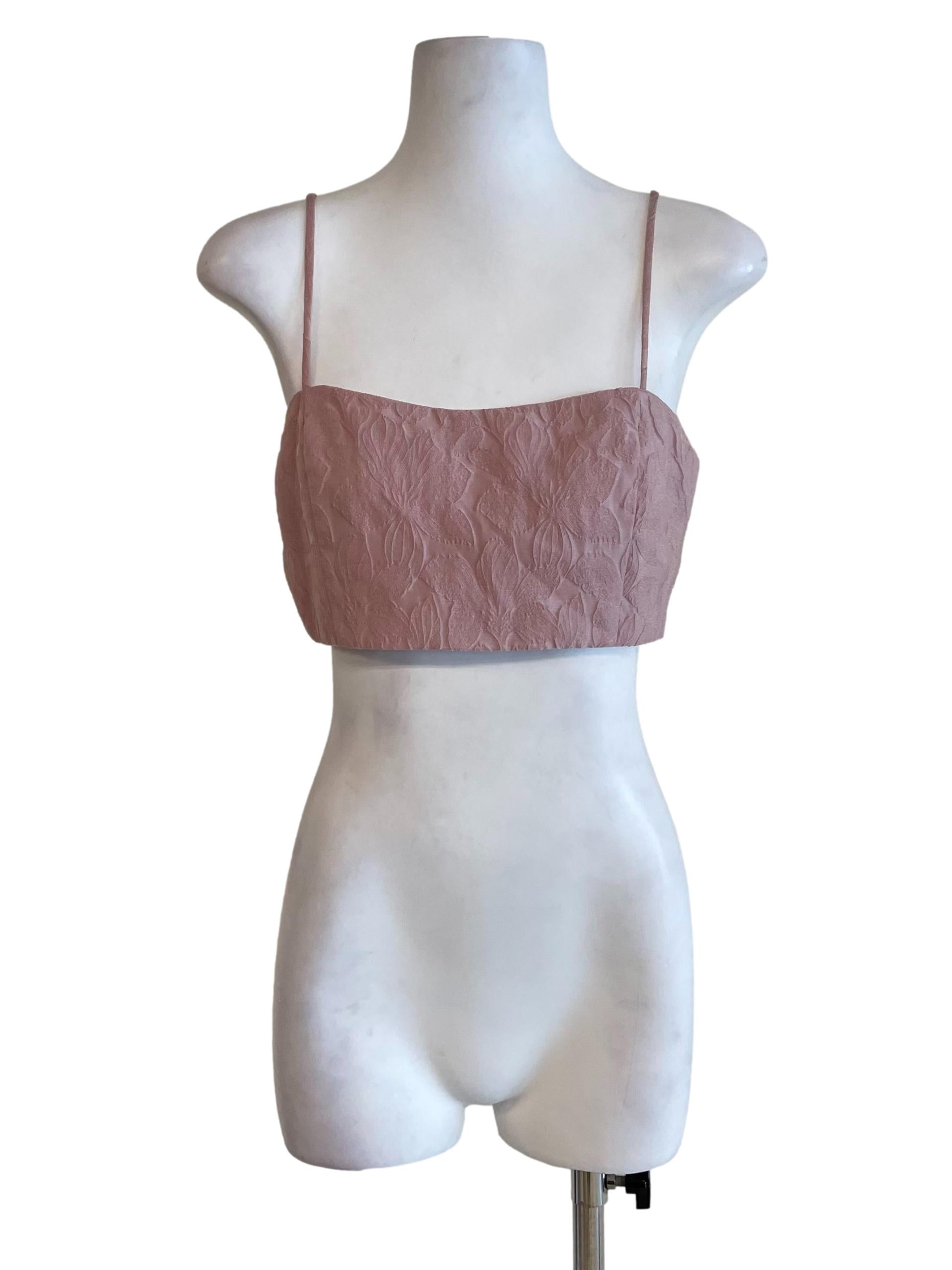 Dull Pink Floral Tube Top