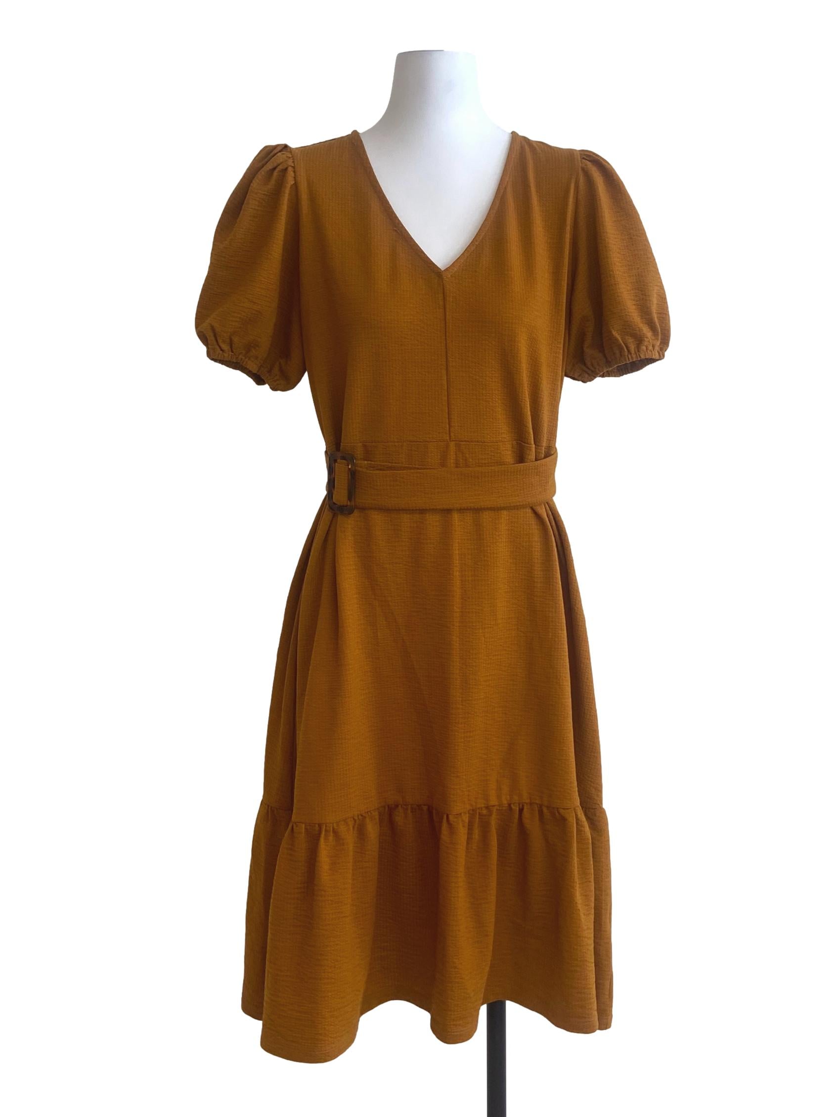 Butterscotch Yellow Plaid Drop Waist Dress