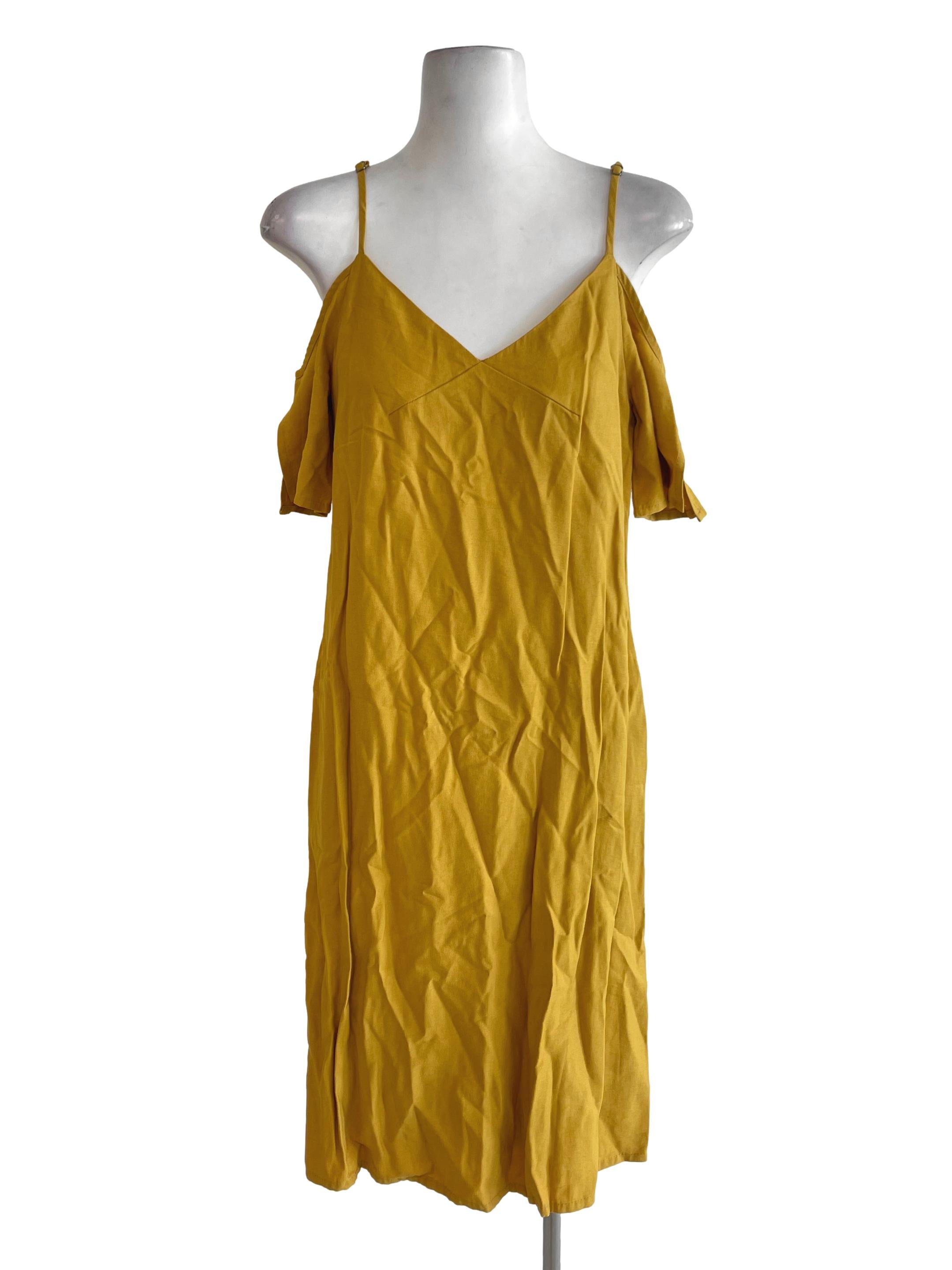Yellow Mustard Off Shoulder Dress TEM