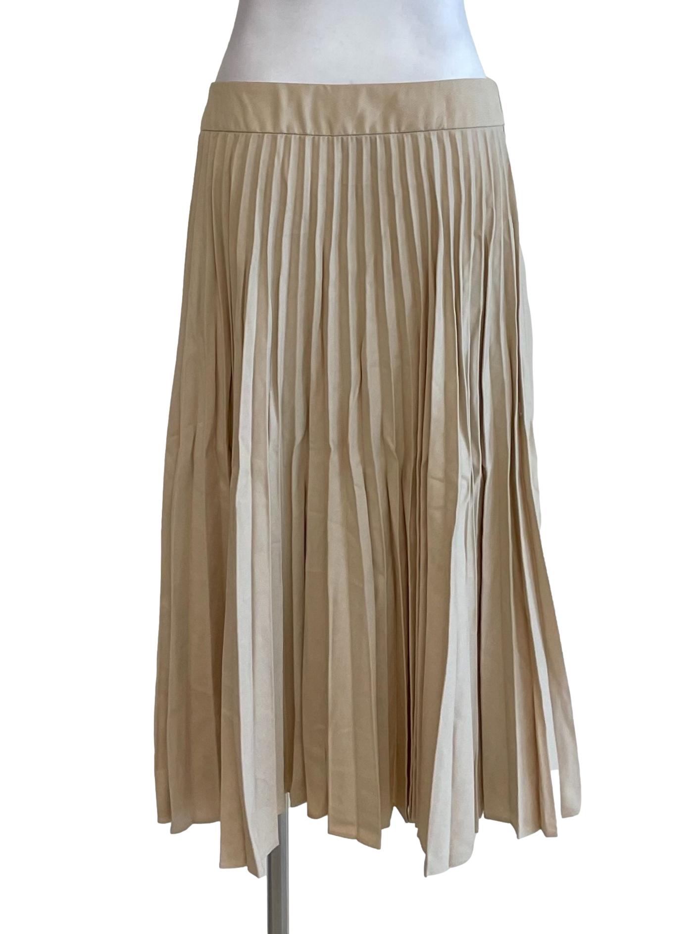 Parchment Pleated A-Line Skirt