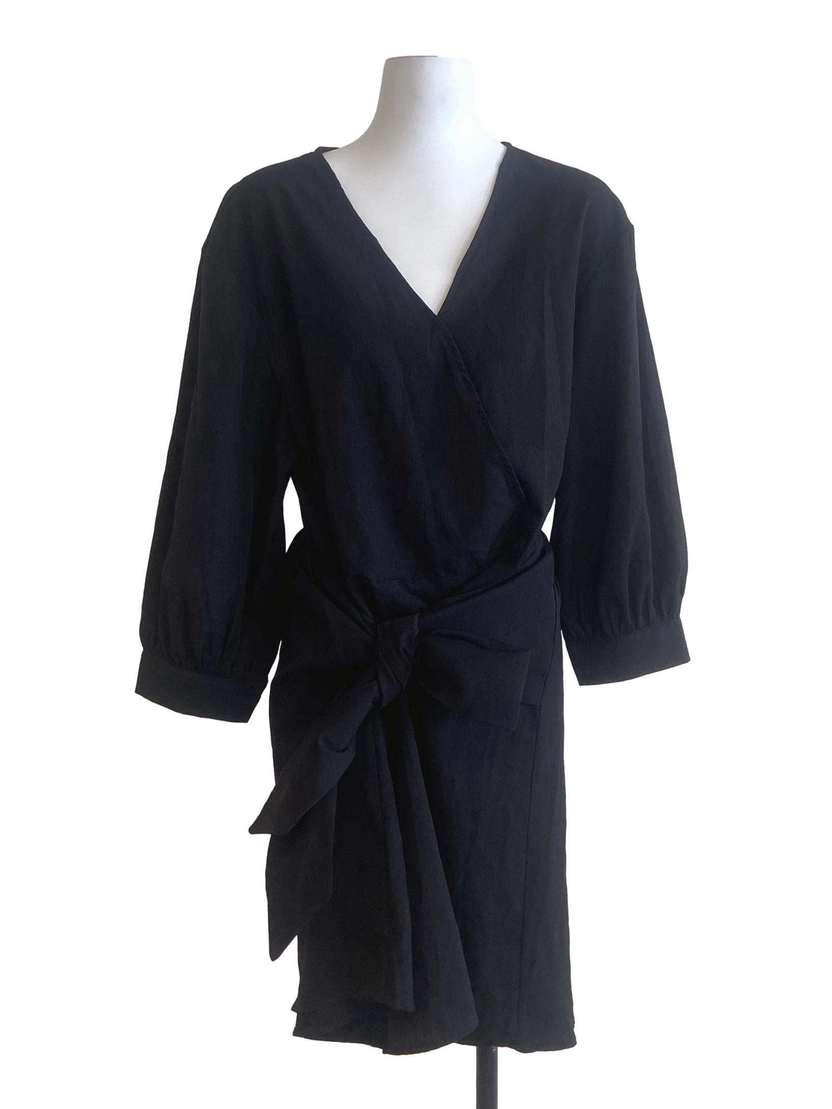 Black V-Neck A-Line Dress