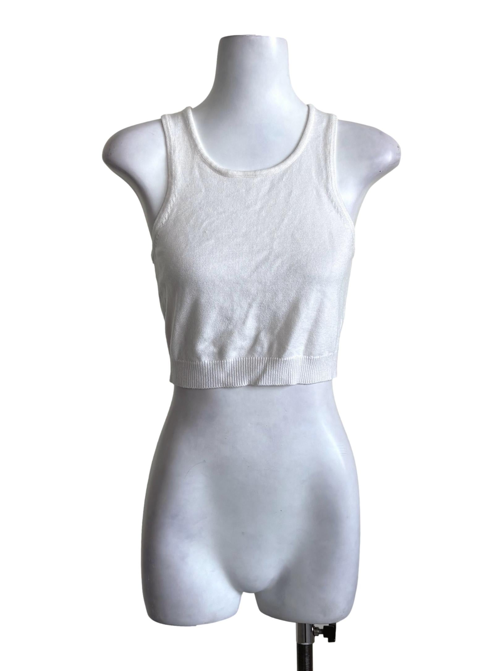 White Fitted Knitted Top