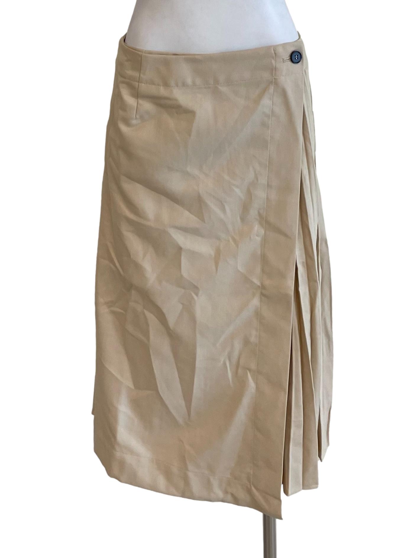 Parchment Pleated A-Line Skirt