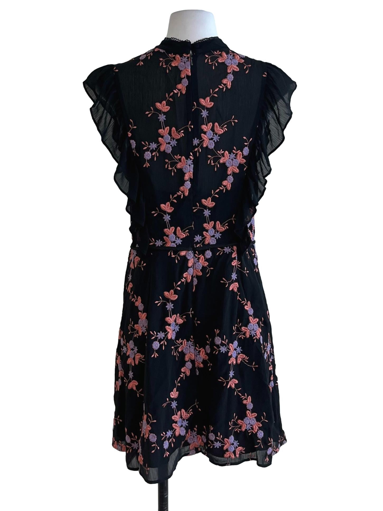 Black Floral A-Line Dress