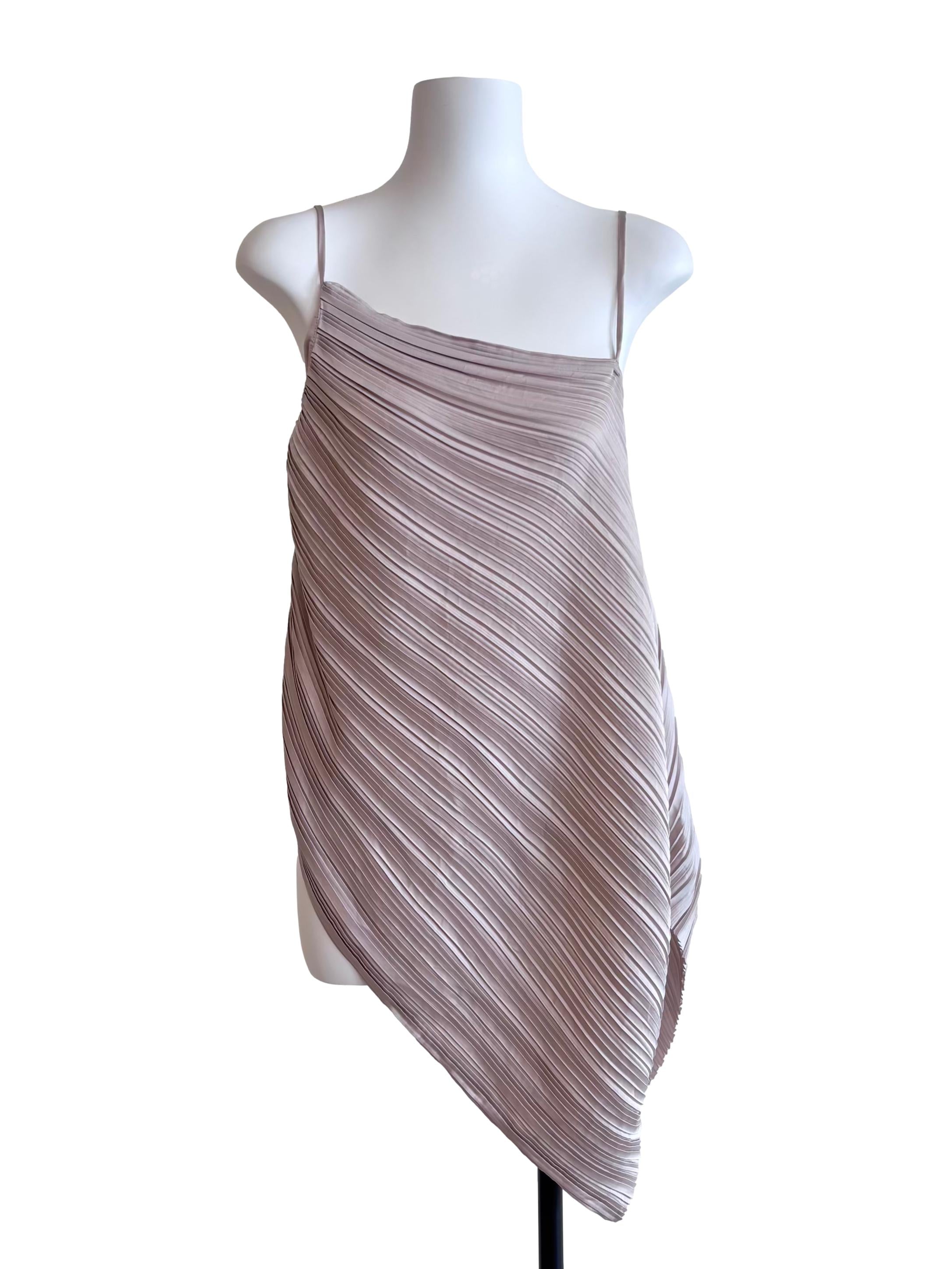Pink Nude Pleated Asymmetric Top