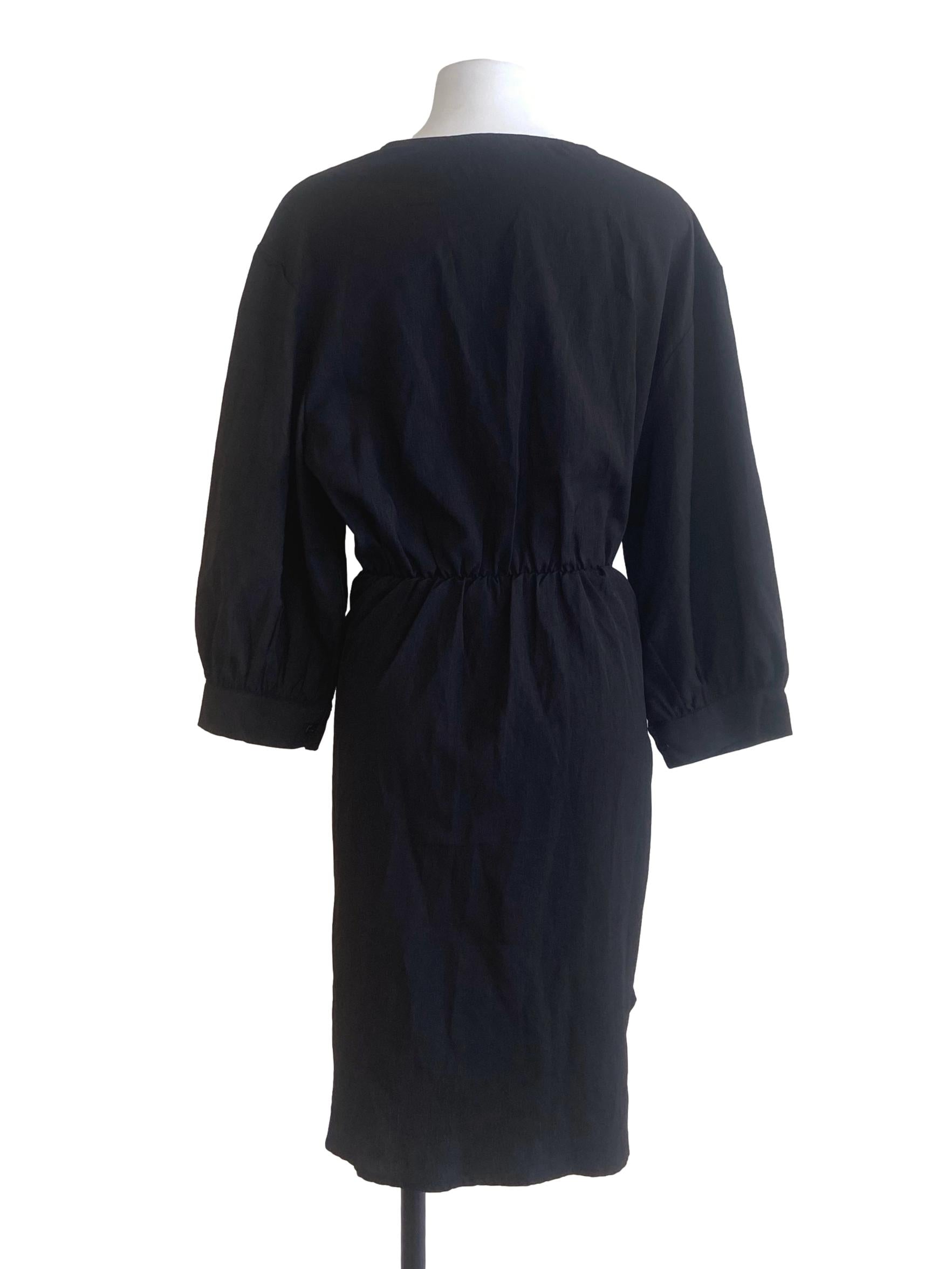 Black V-Neck A-Line Dress