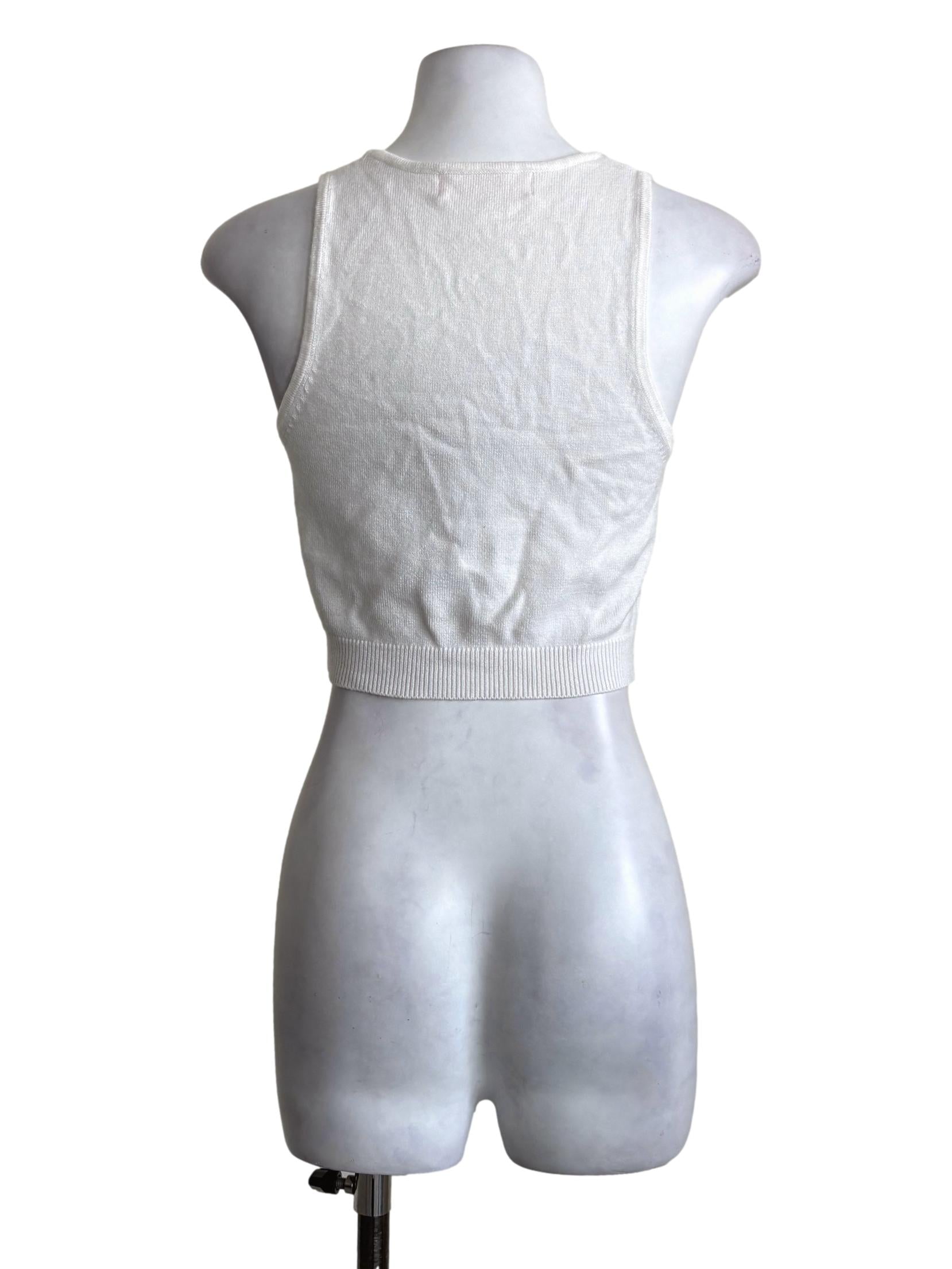White Fitted Knitted Top