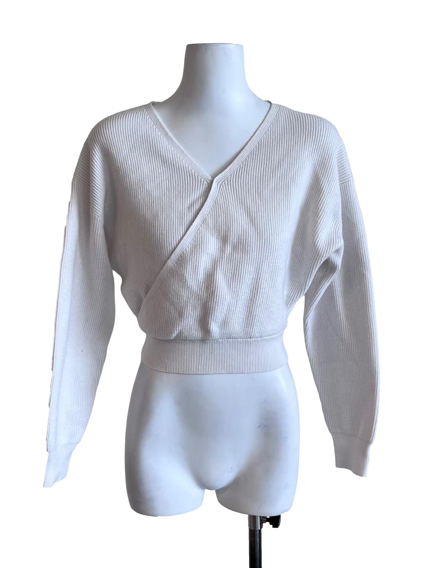Ivory White Wrap Cropped Cardigan