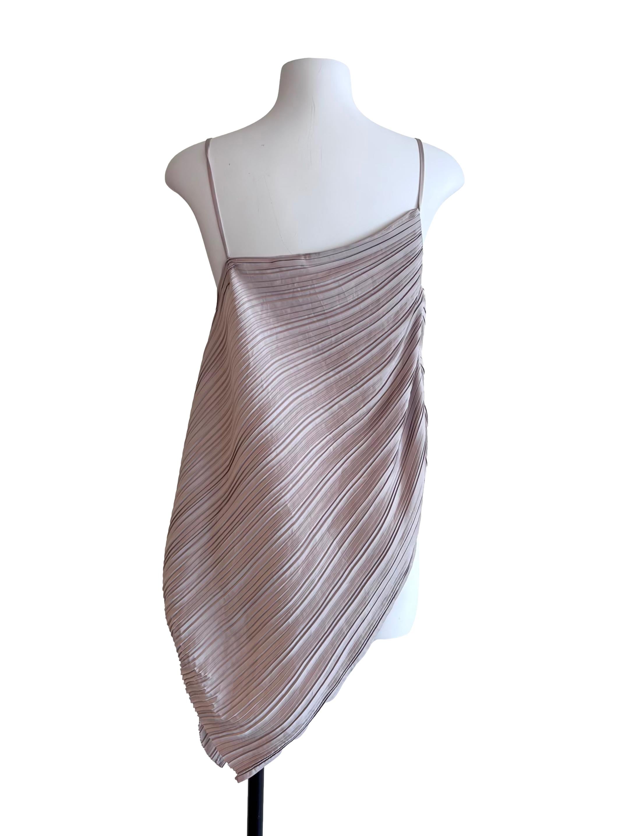 Pink Nude Pleated Asymmetric Top