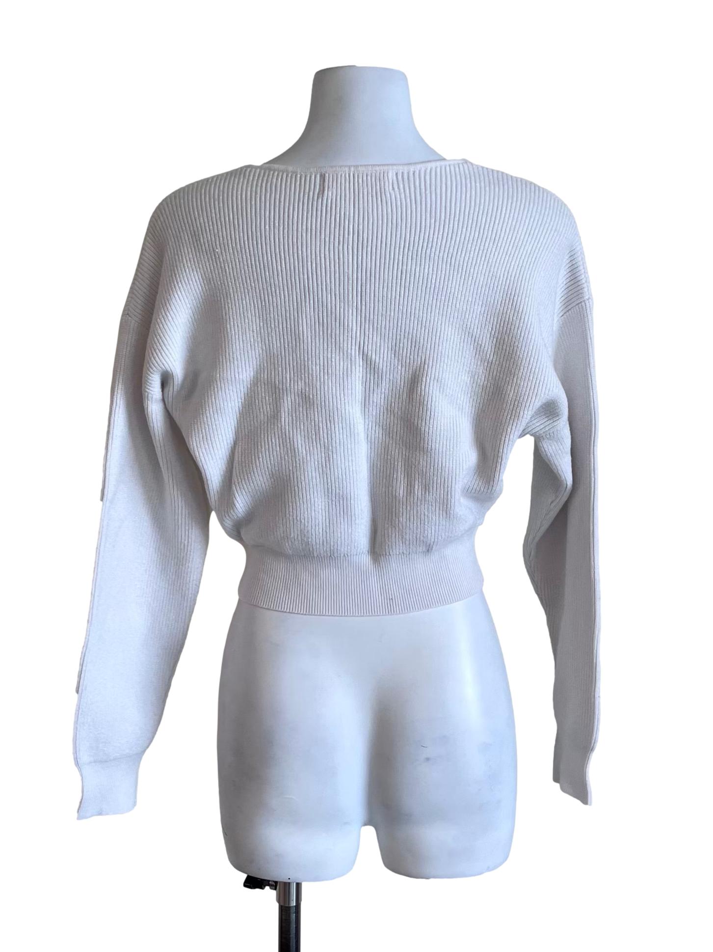 Ivory White Wrap Cropped Cardigan