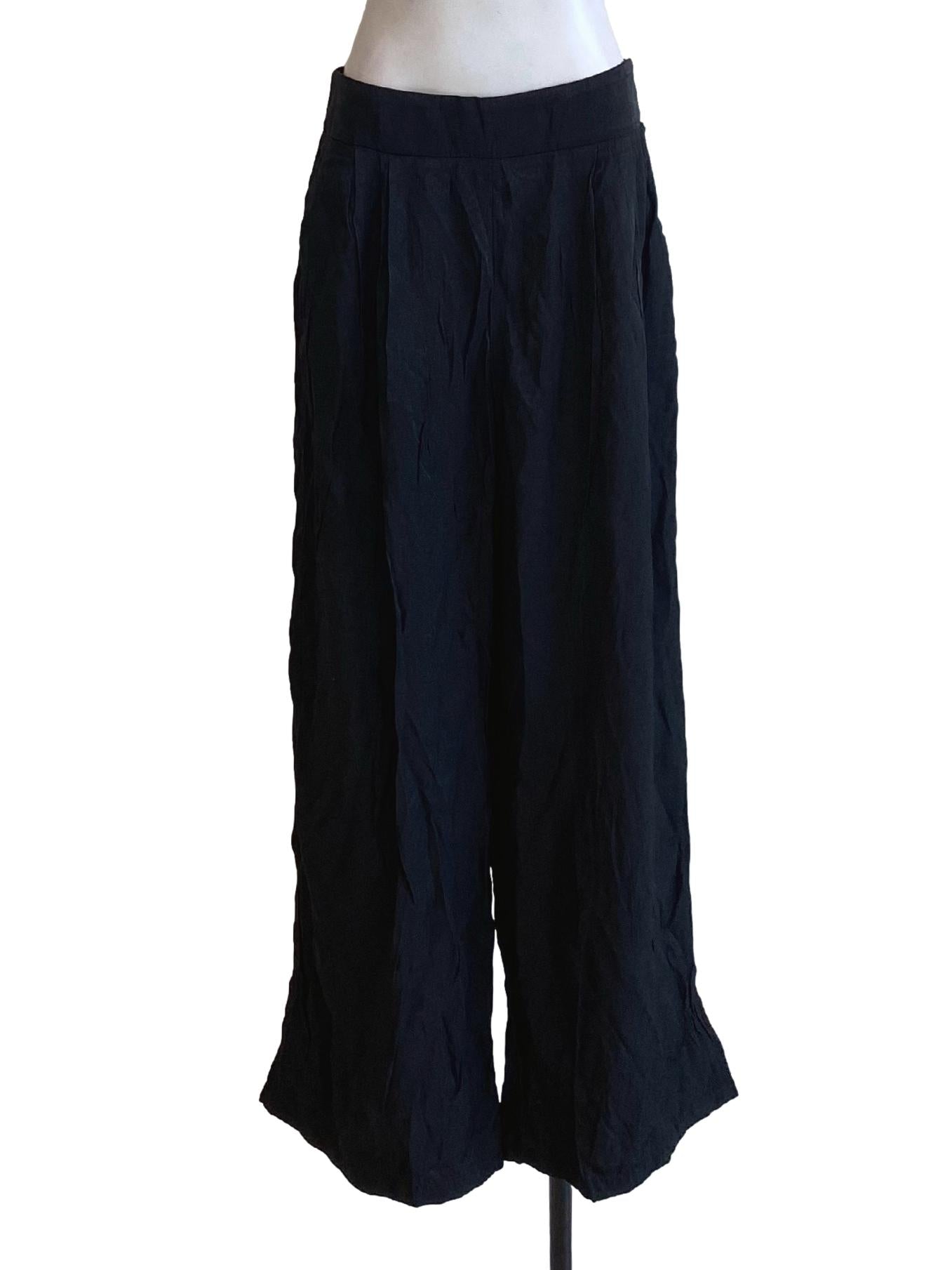 Jade Black Zip Up Casual Baggy Pants