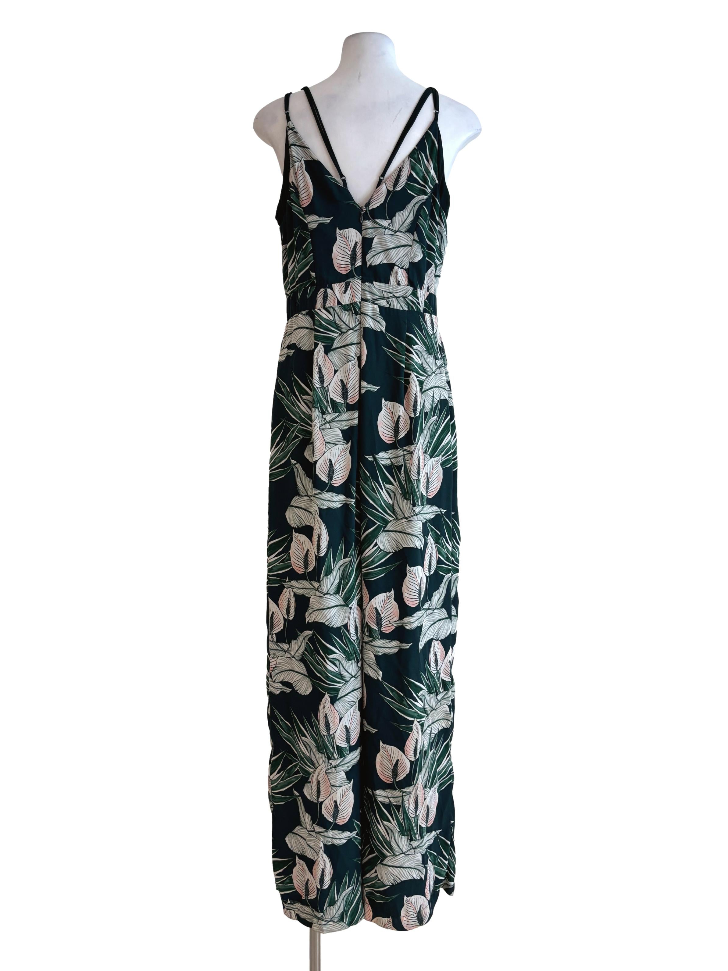 Emerald Green Double Strap Floral Jumpsuit