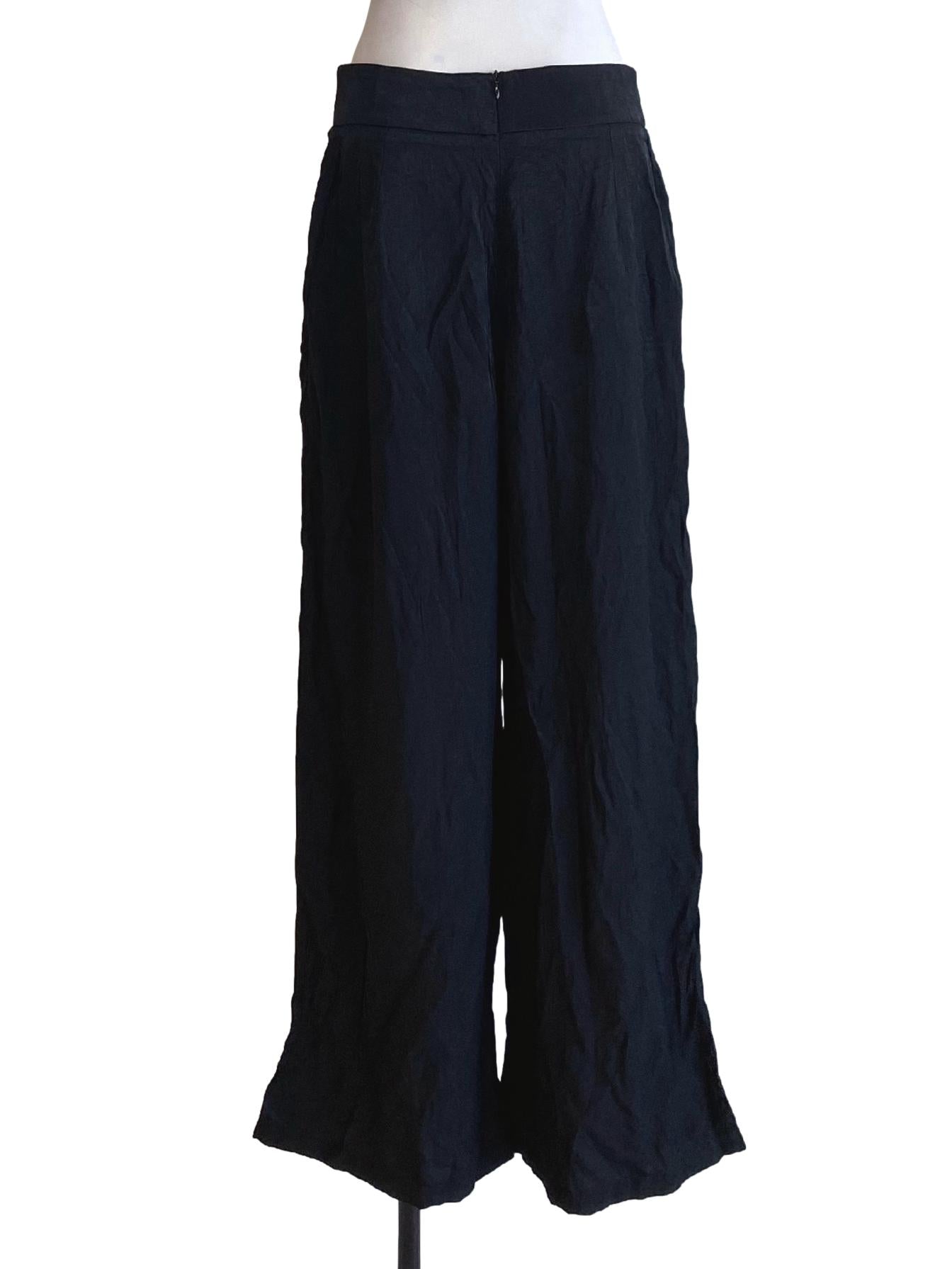 Jade Black Zip Up Casual Baggy Pants
