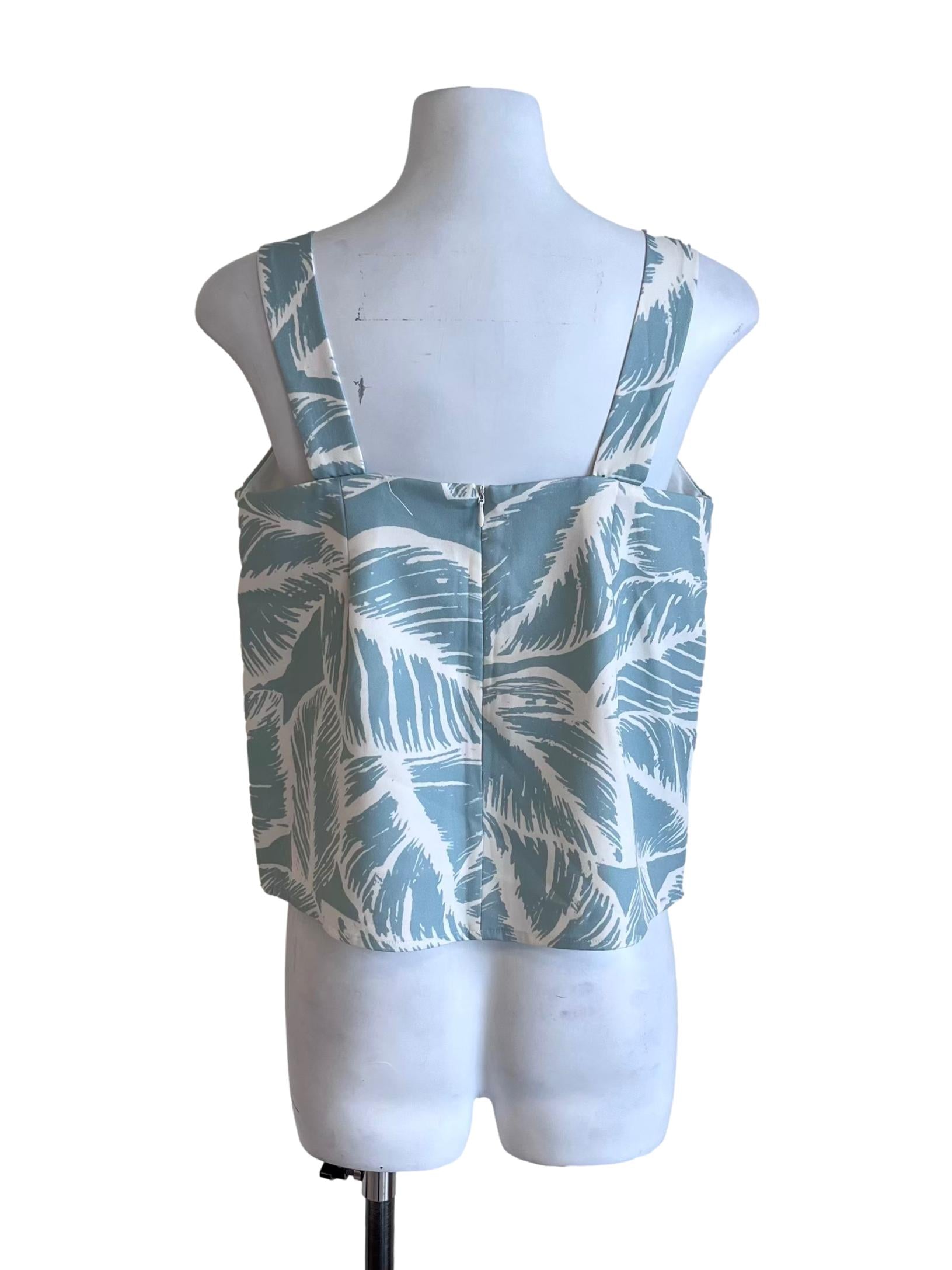 Light Teal Leaf Print Top