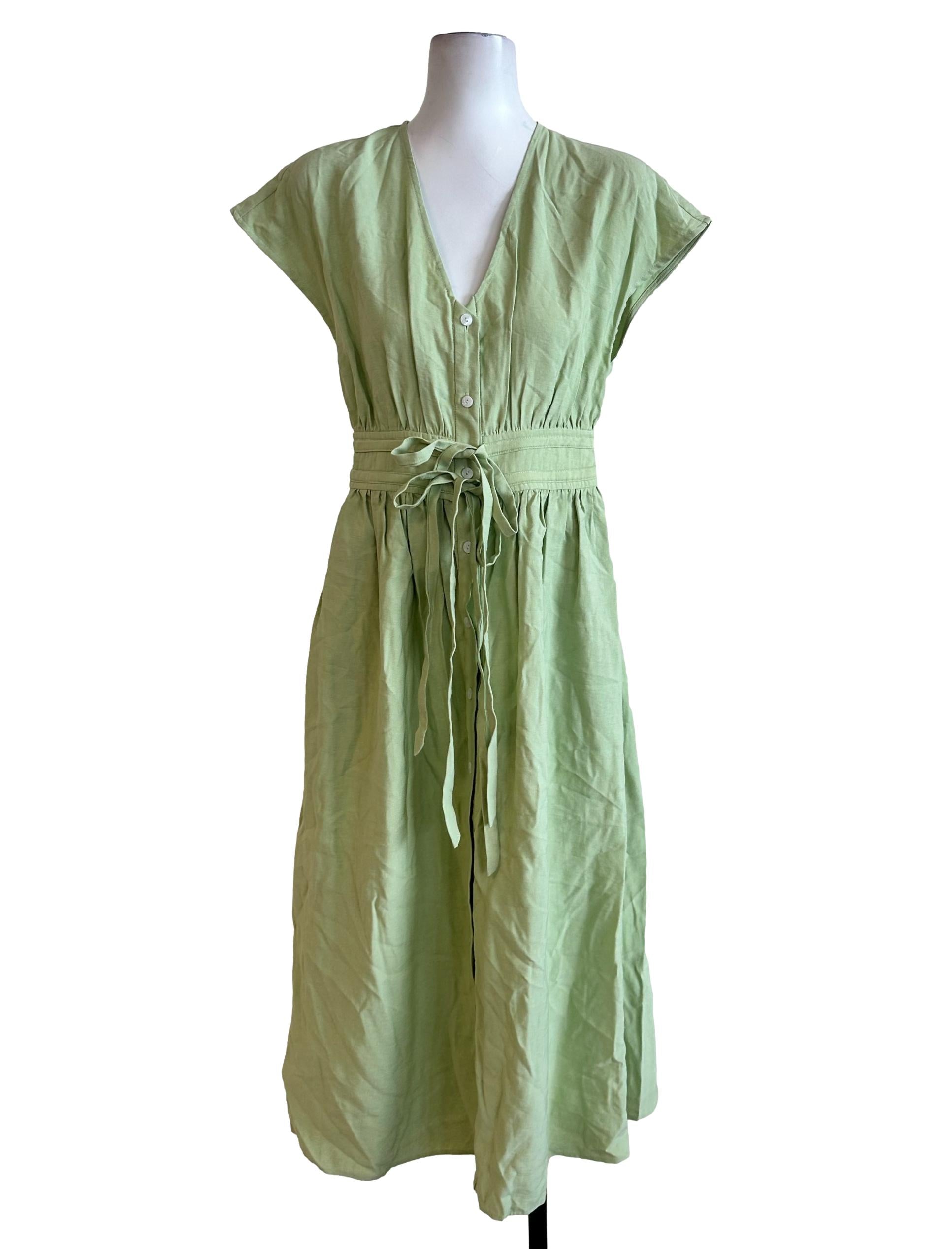 Lime Green V Neckline Dress